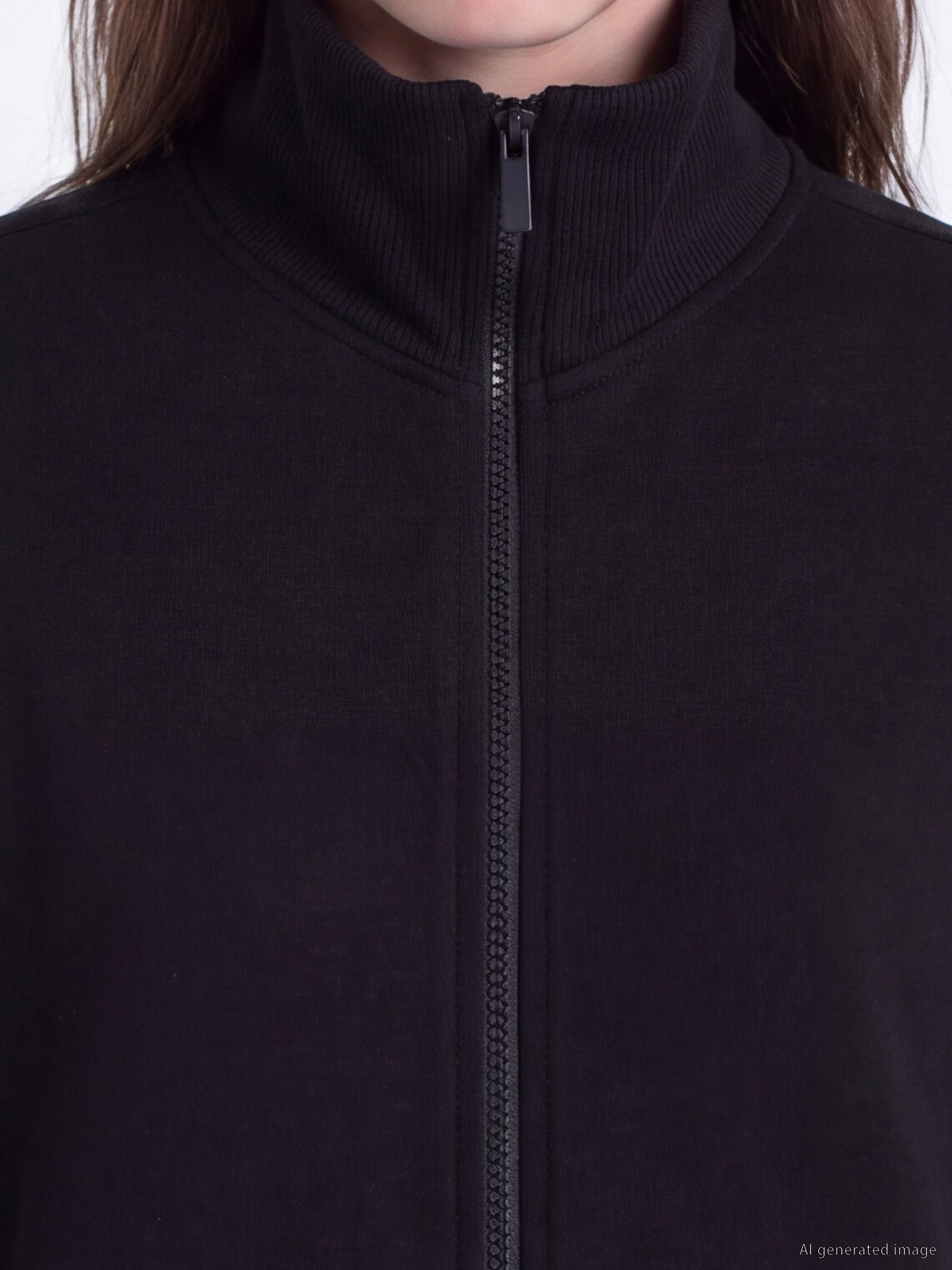 LCW Modest Soft Touch Kadın Fermuarlı Sweatshirt görsel 3