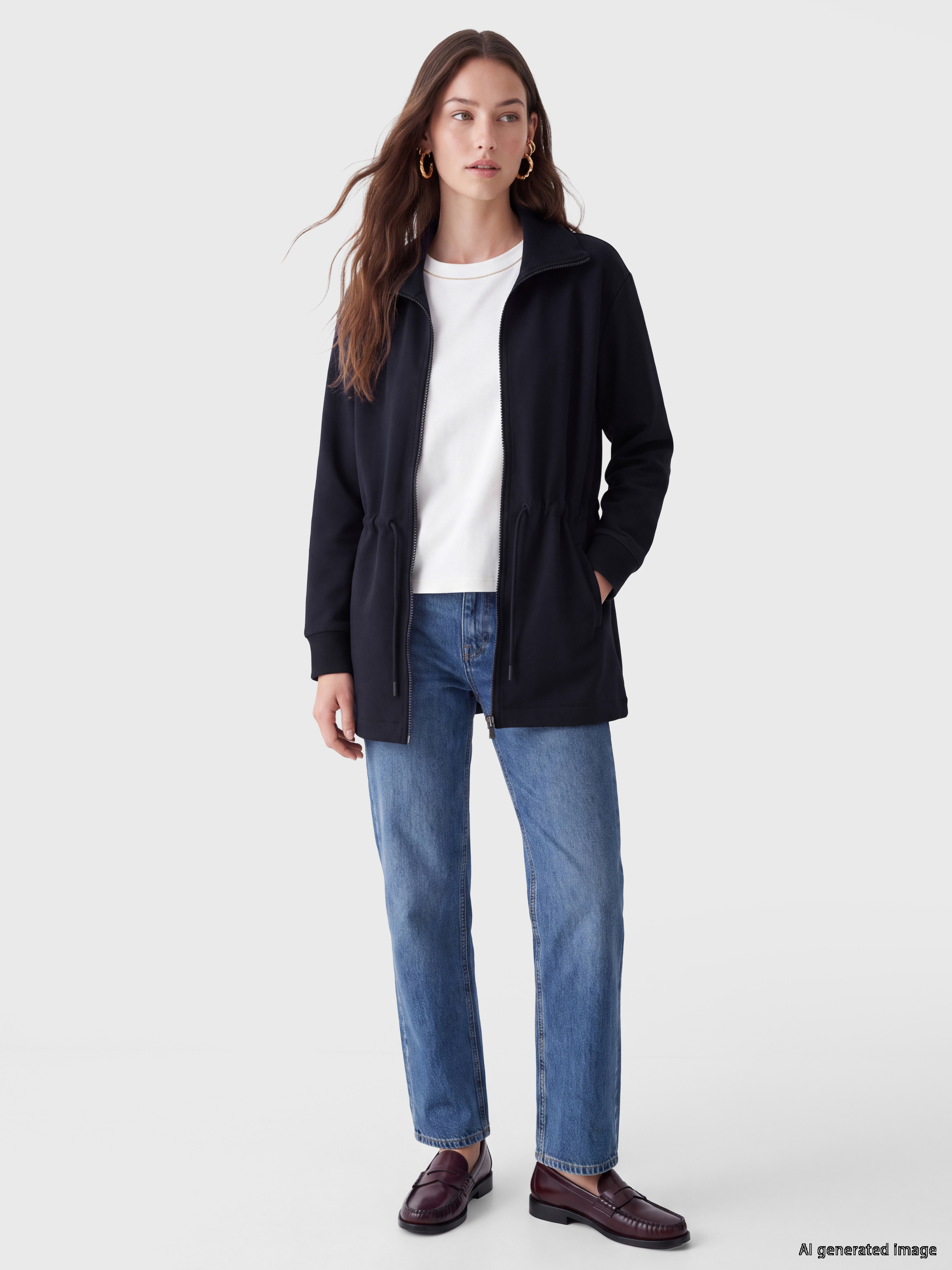 LCW Modest Soft Touch Kadın Fermuarlı Sweatshirt görsel 2