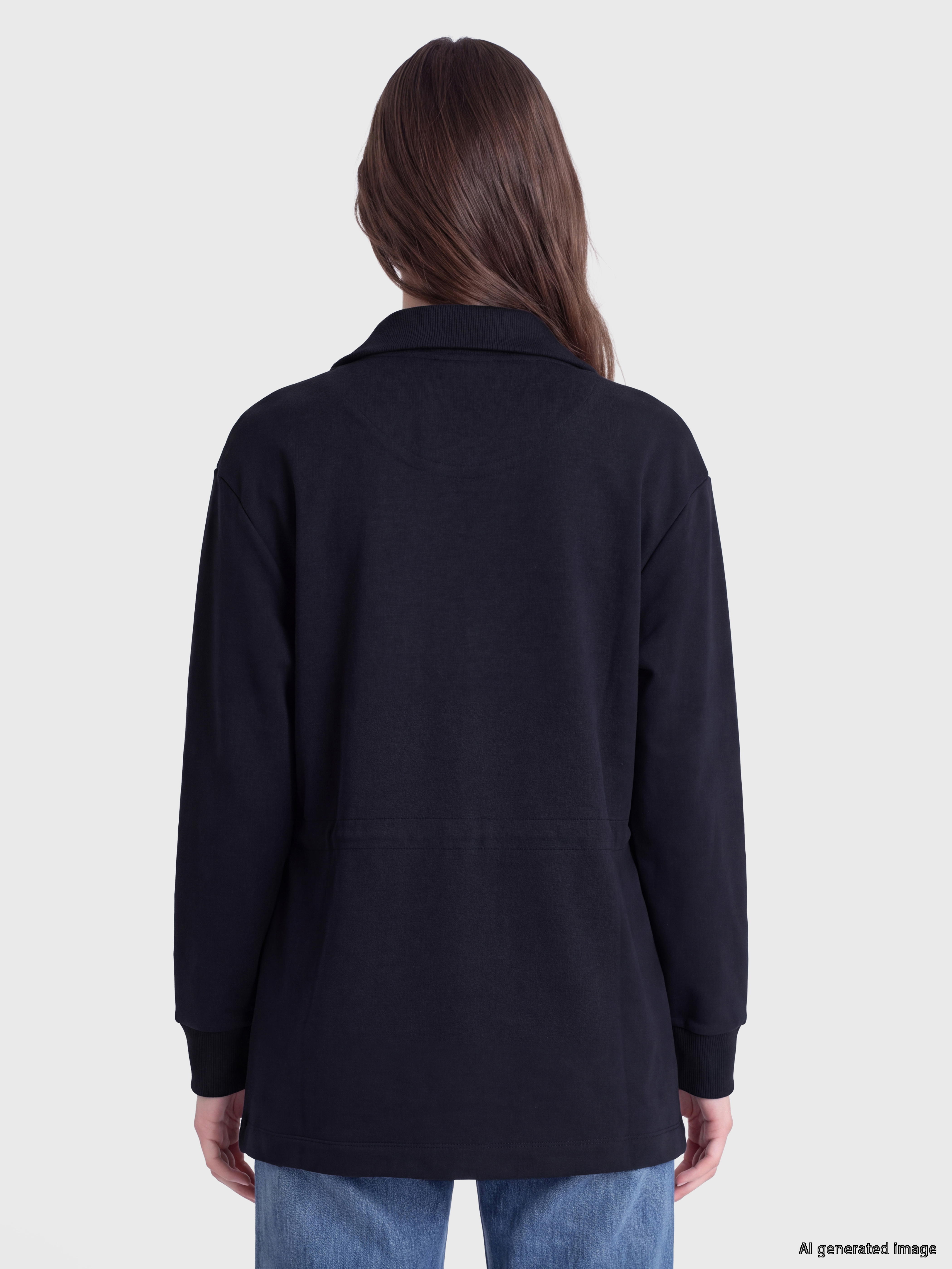 LCW Modest Soft Touch Kadın Fermuarlı Sweatshirt görsel 4