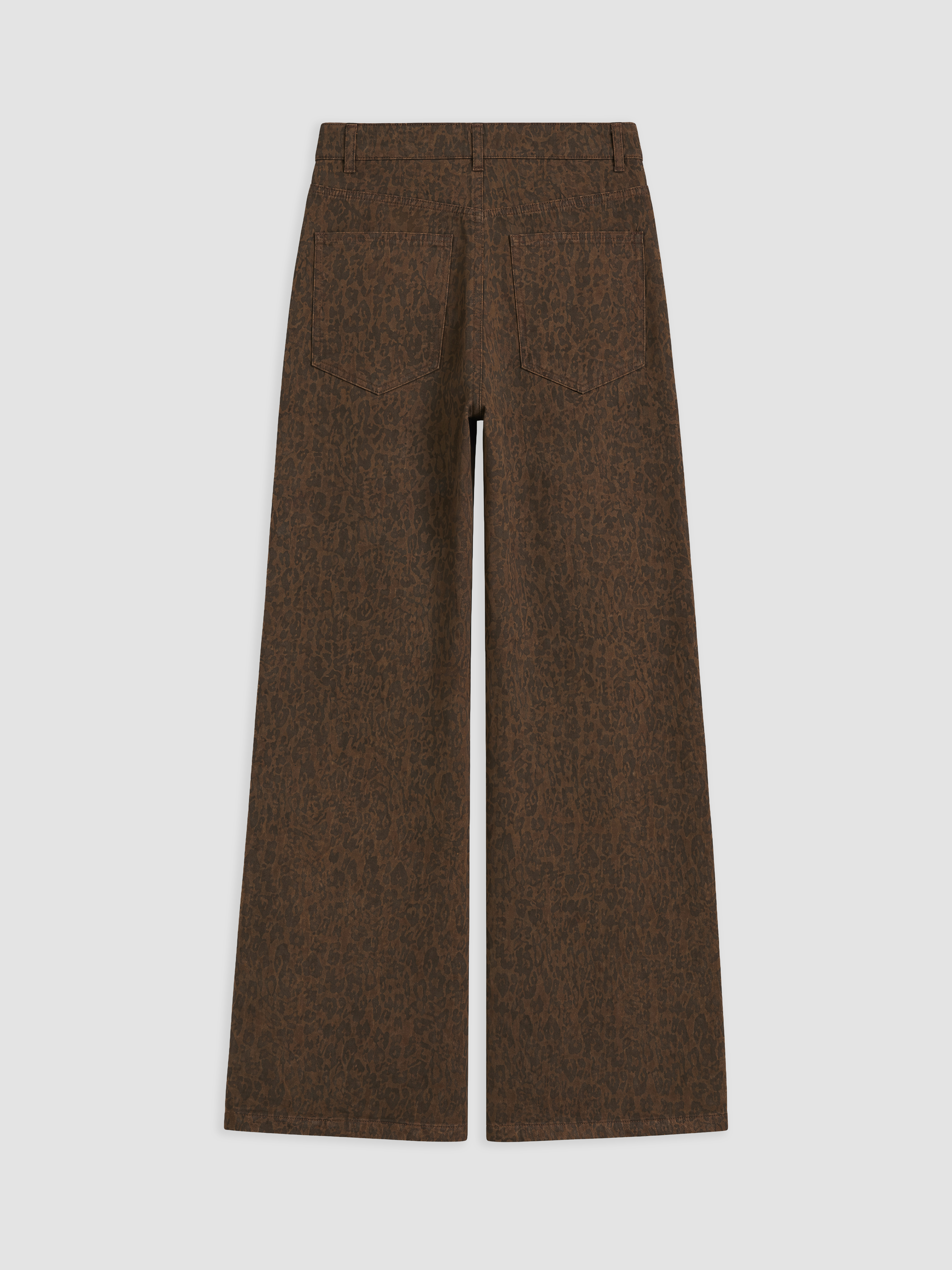 LCW Modest Leopar Desenli Wideleg Kadın Jean Pantolon görsel 6