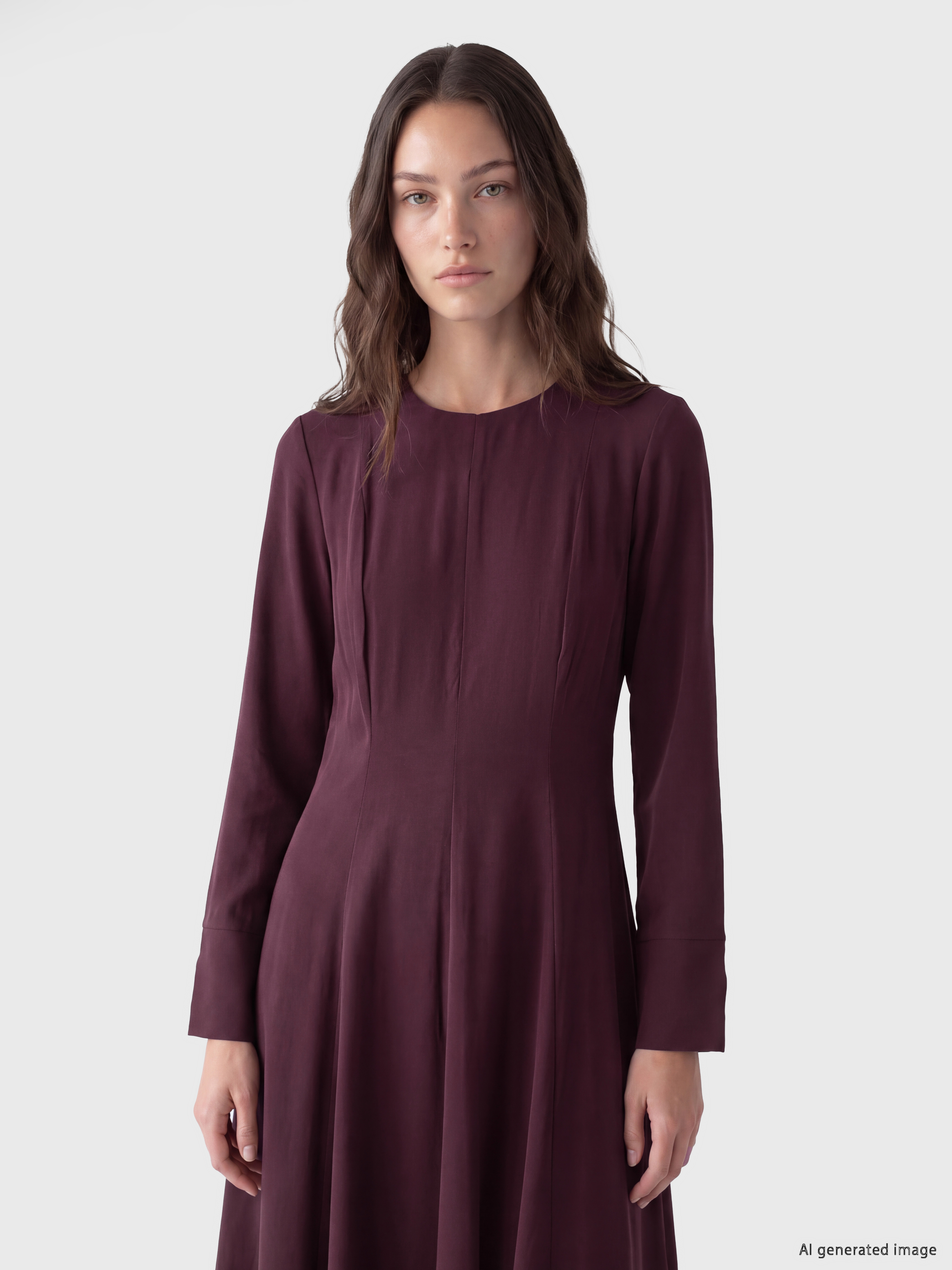 LCW Modest Bisiklet Yaka Belden Oturtmalı Elbise görsel 2