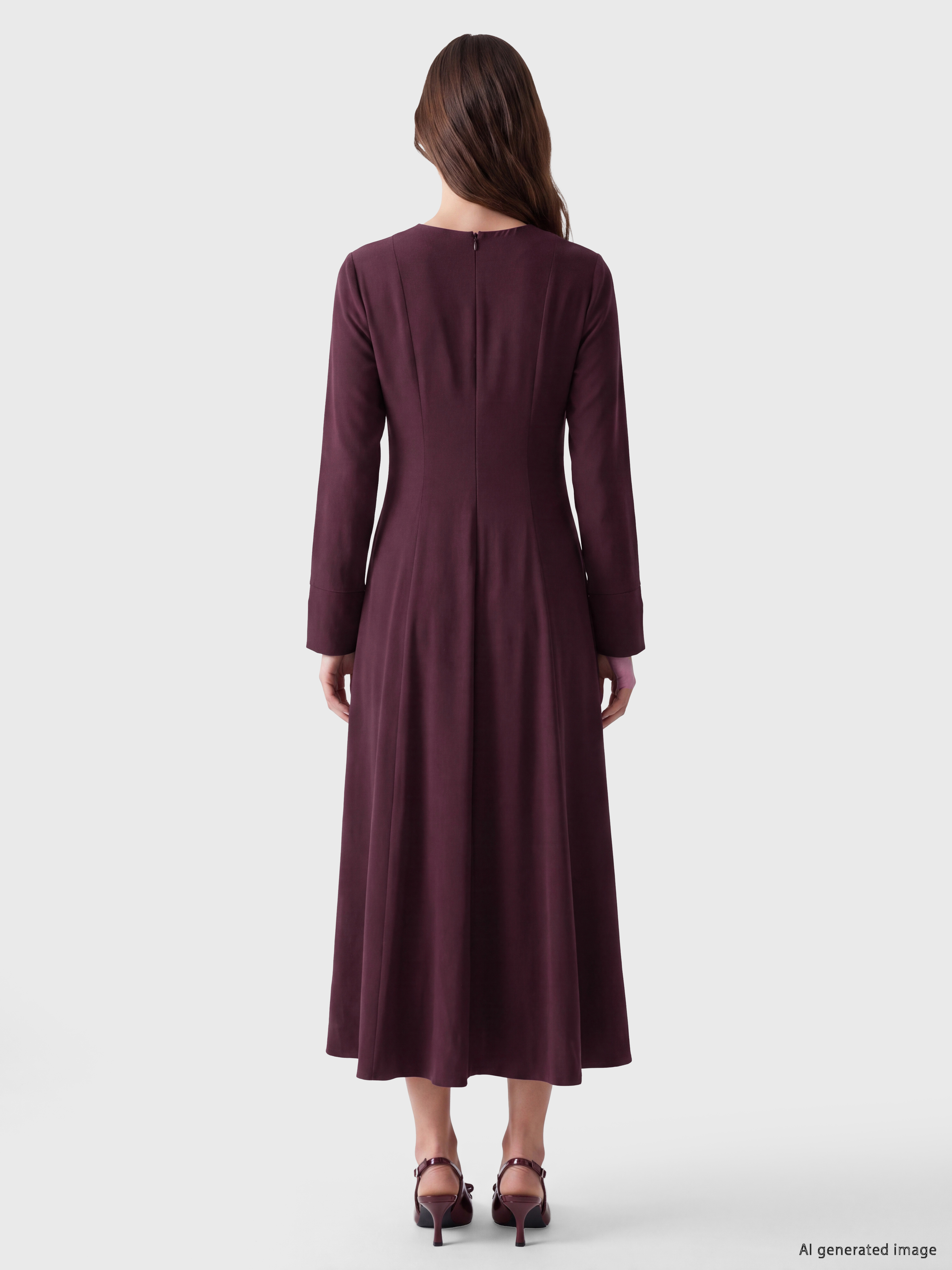 LCW Modest Bisiklet Yaka Belden Oturtmalı Elbise görsel 4