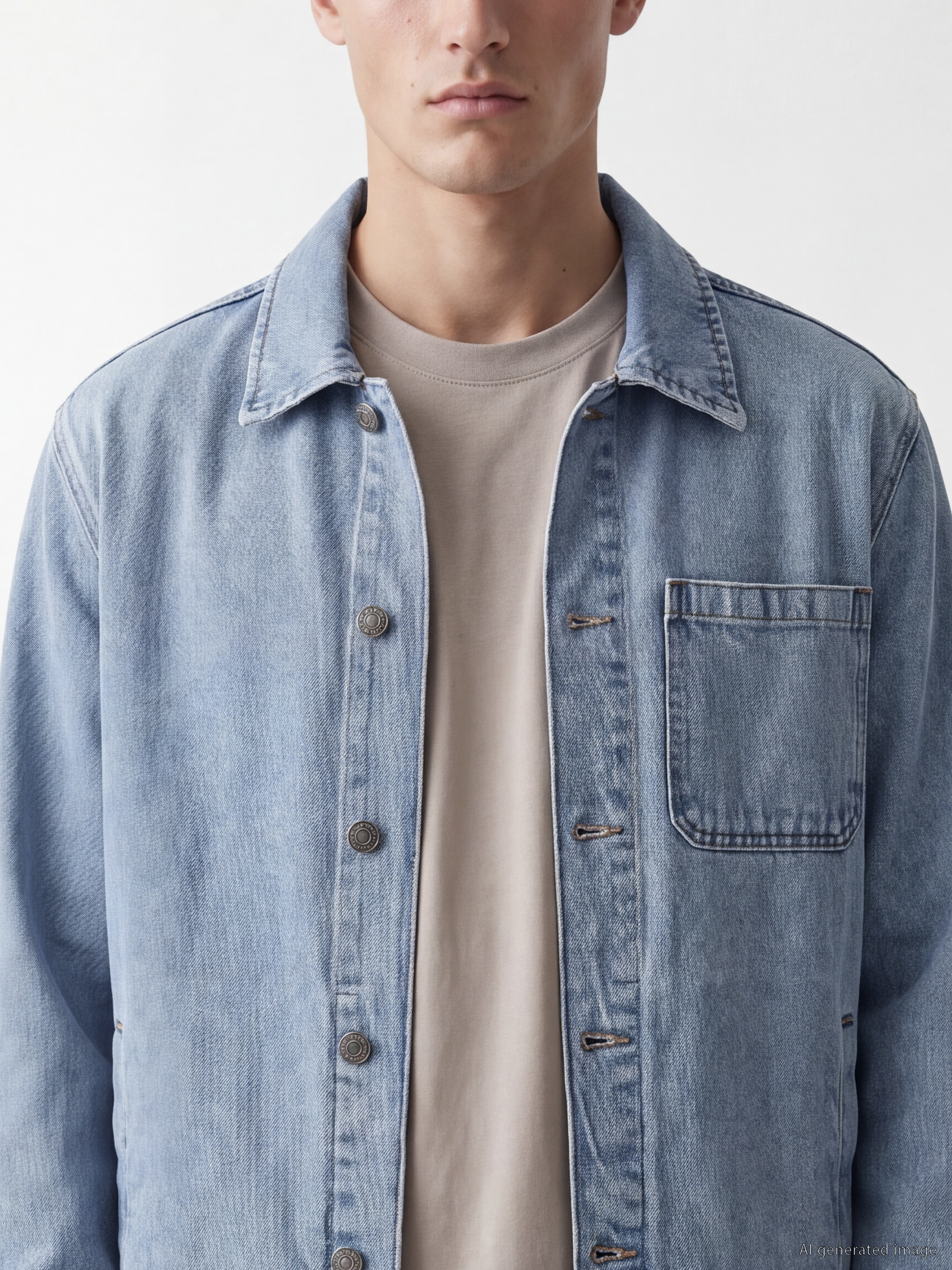 LCW Jeans Loose Fit Erkek Jean Ceket görsel 3