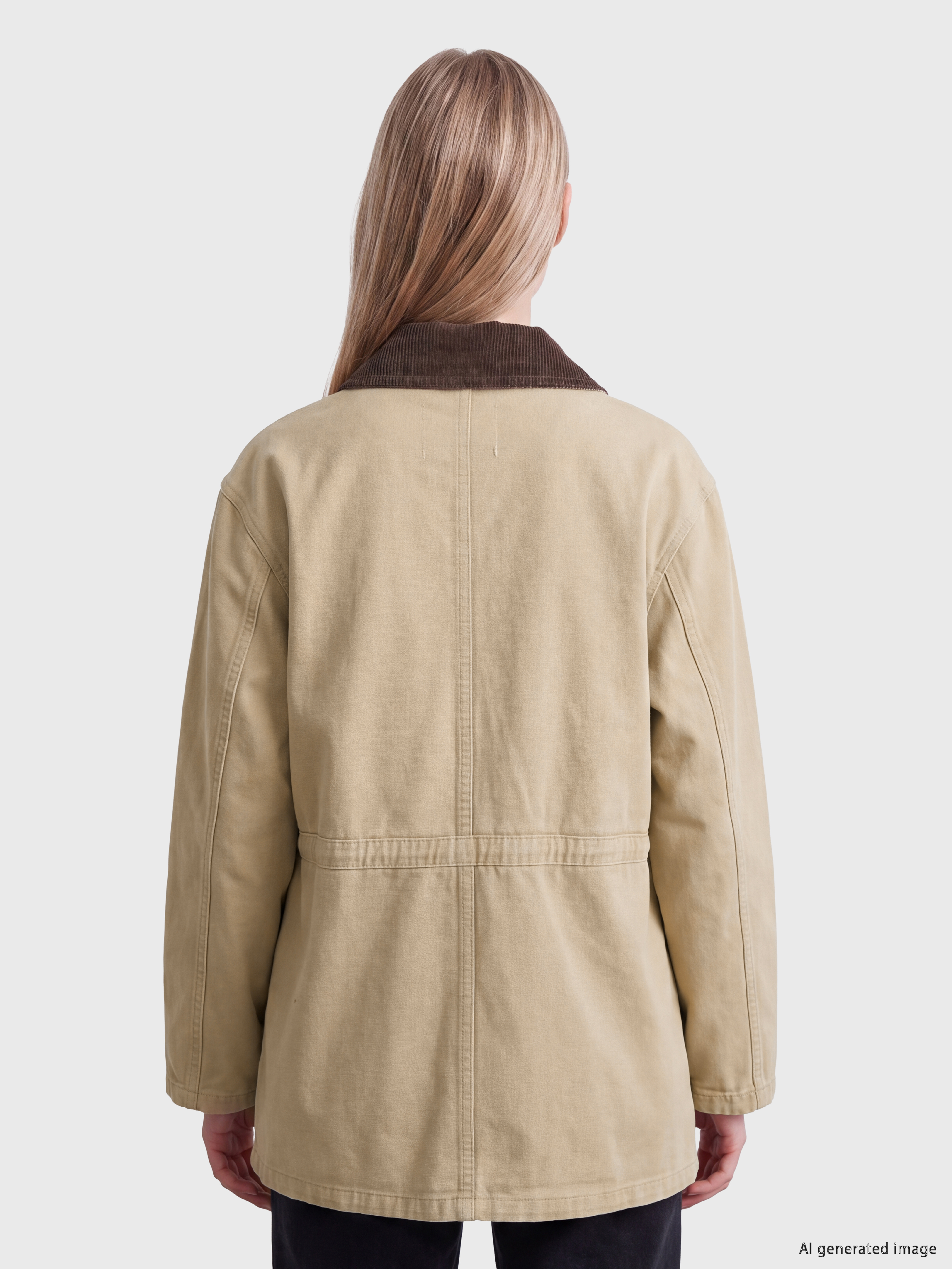 LCW Vision Kadife Yaka Oversize Kadın Jean Ceket görsel 4