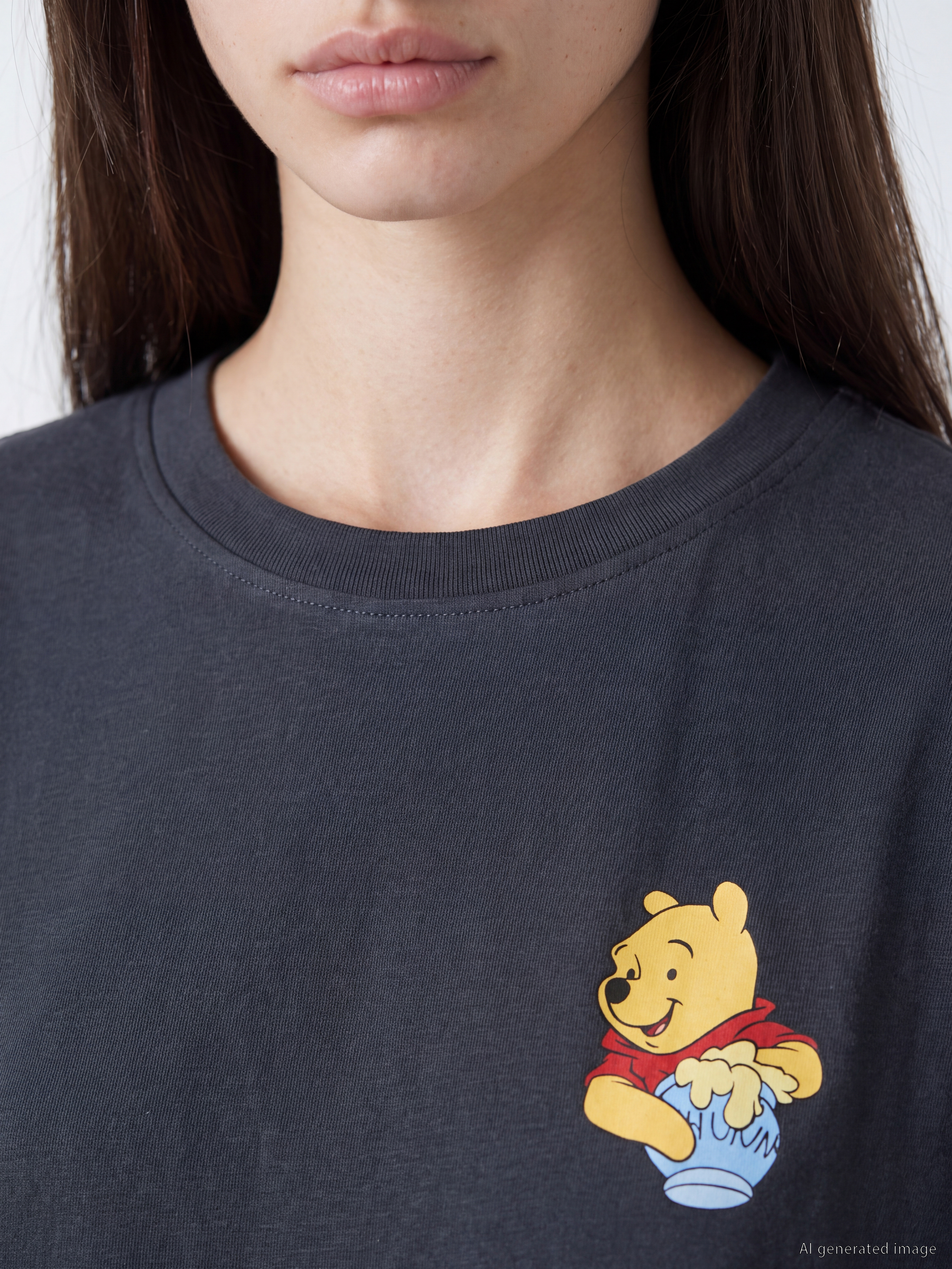XSIDE Winnie the Pooh Baskılı %100 Pamuklu Kadın Tişört görsel 4