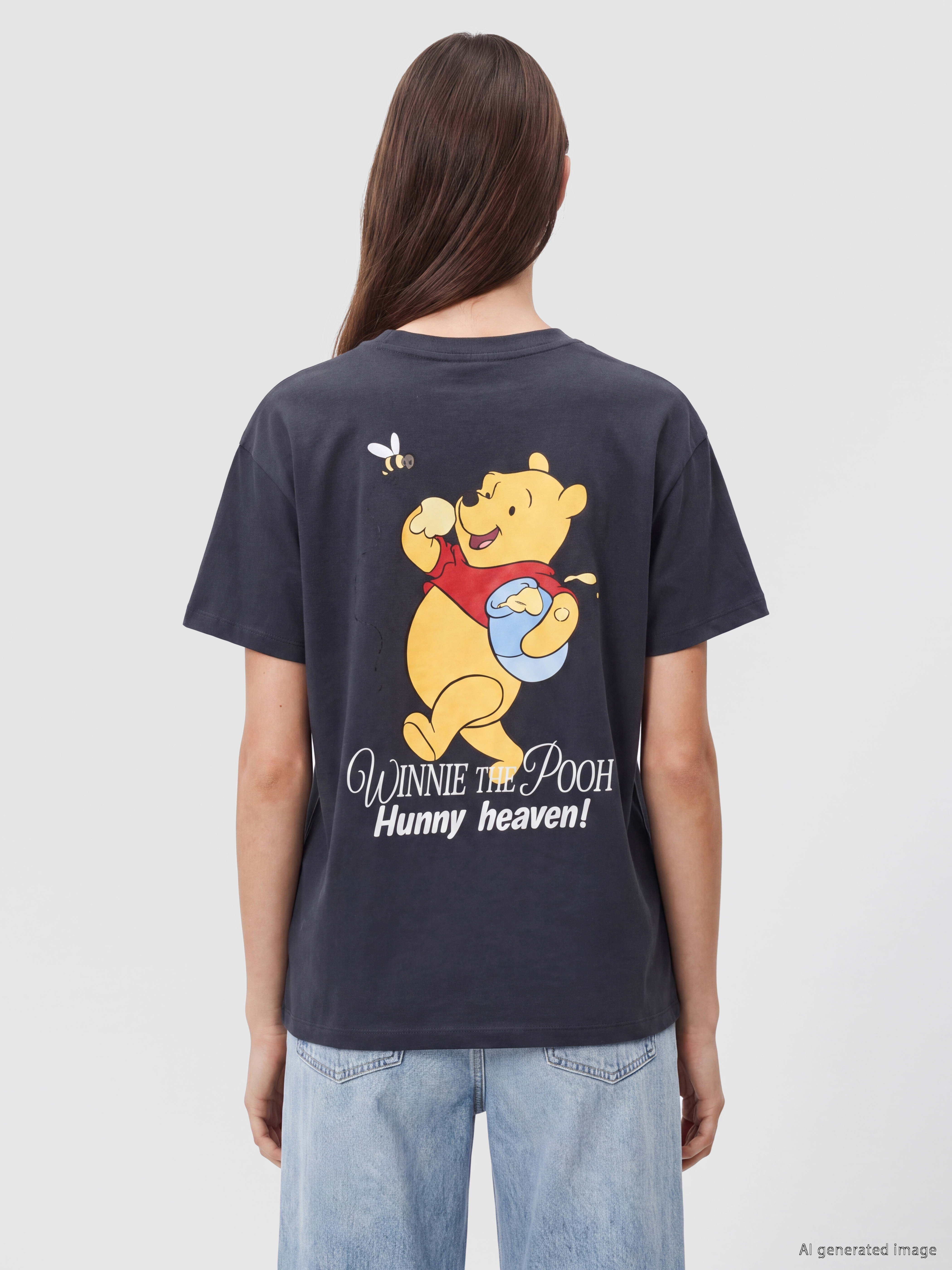 XSIDE Winnie the Pooh Baskılı %100 Pamuklu Kadın Tişört görsel 5