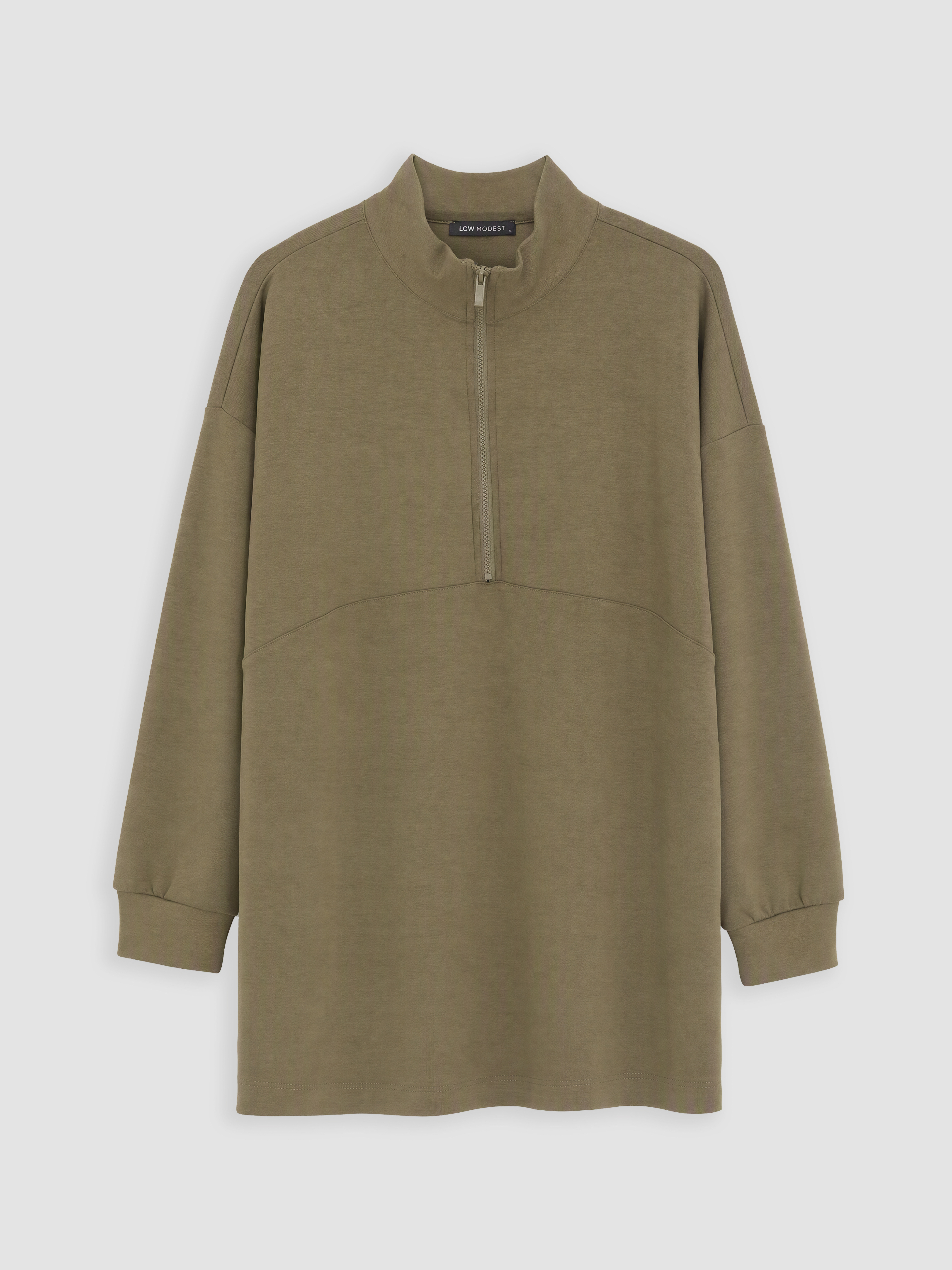 LCW Modest Dik Yaka Soft Touch Kadın Sweatshirt Tunik