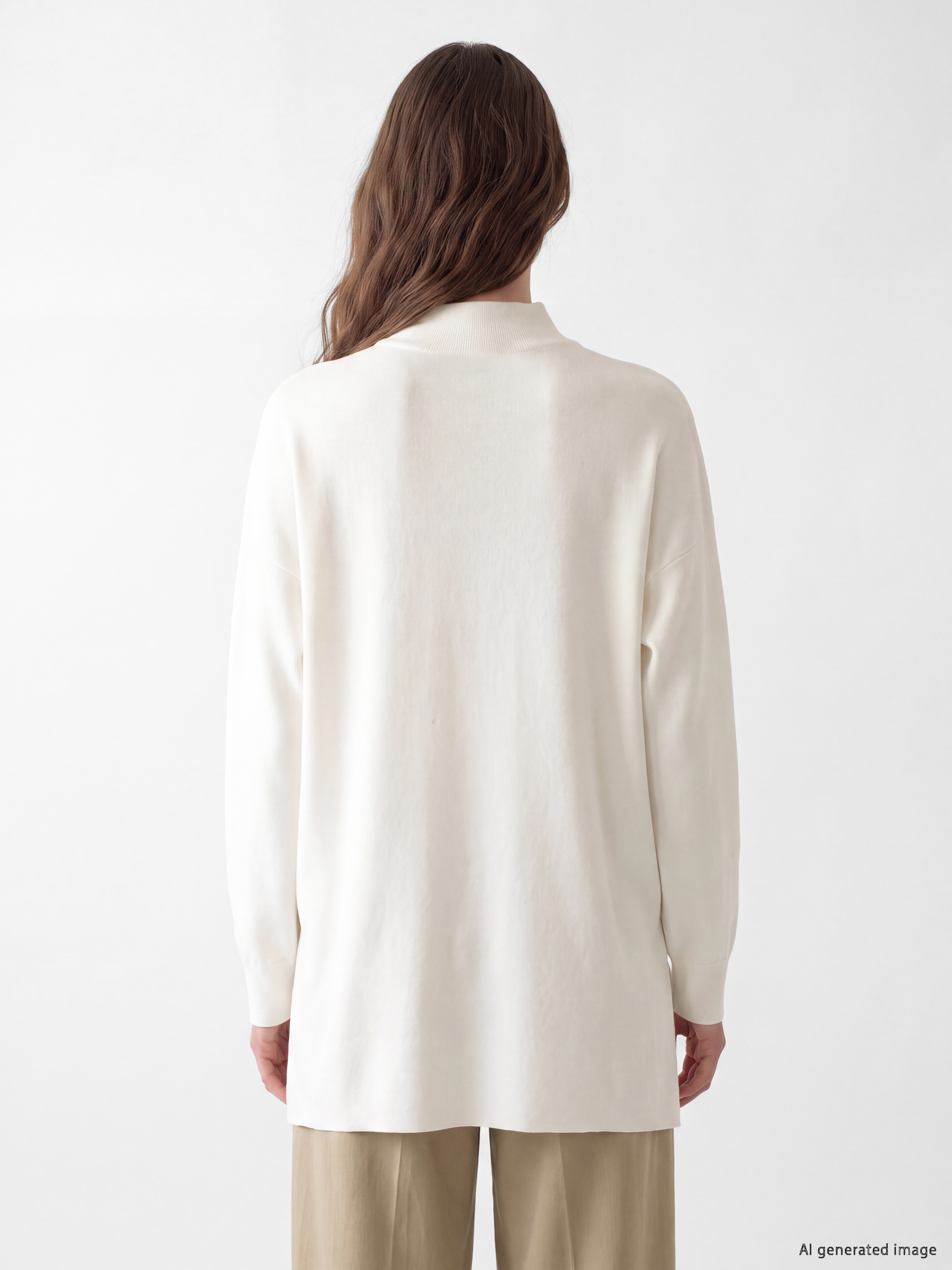 LCW Modest Dik Yaka Soft Touch Kadın Sweatshirt Tunik görsel 4
