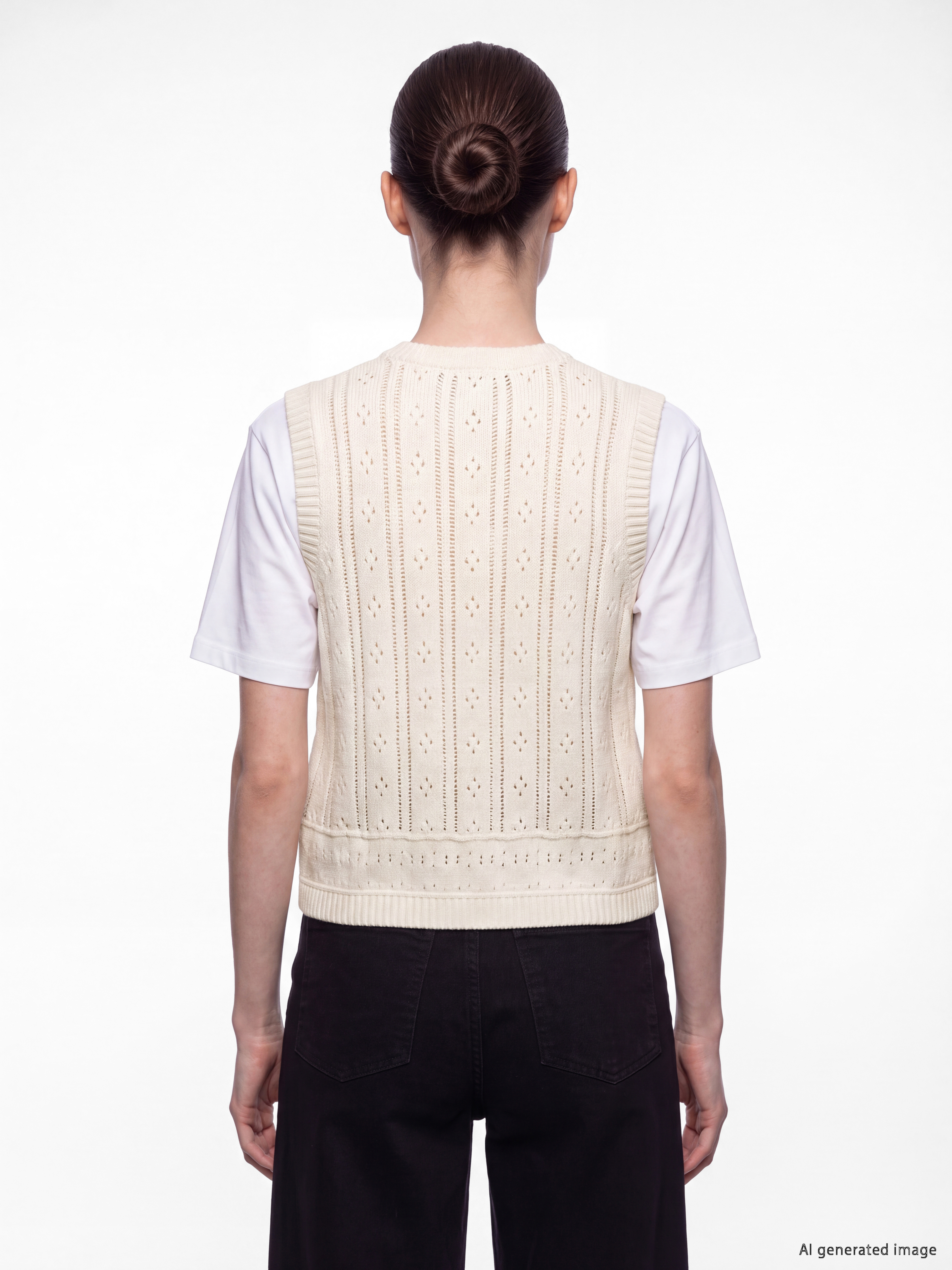 LCW Comfort Bisiklet Yaka Ajurlu Kadın Triko Süveter görsel 4