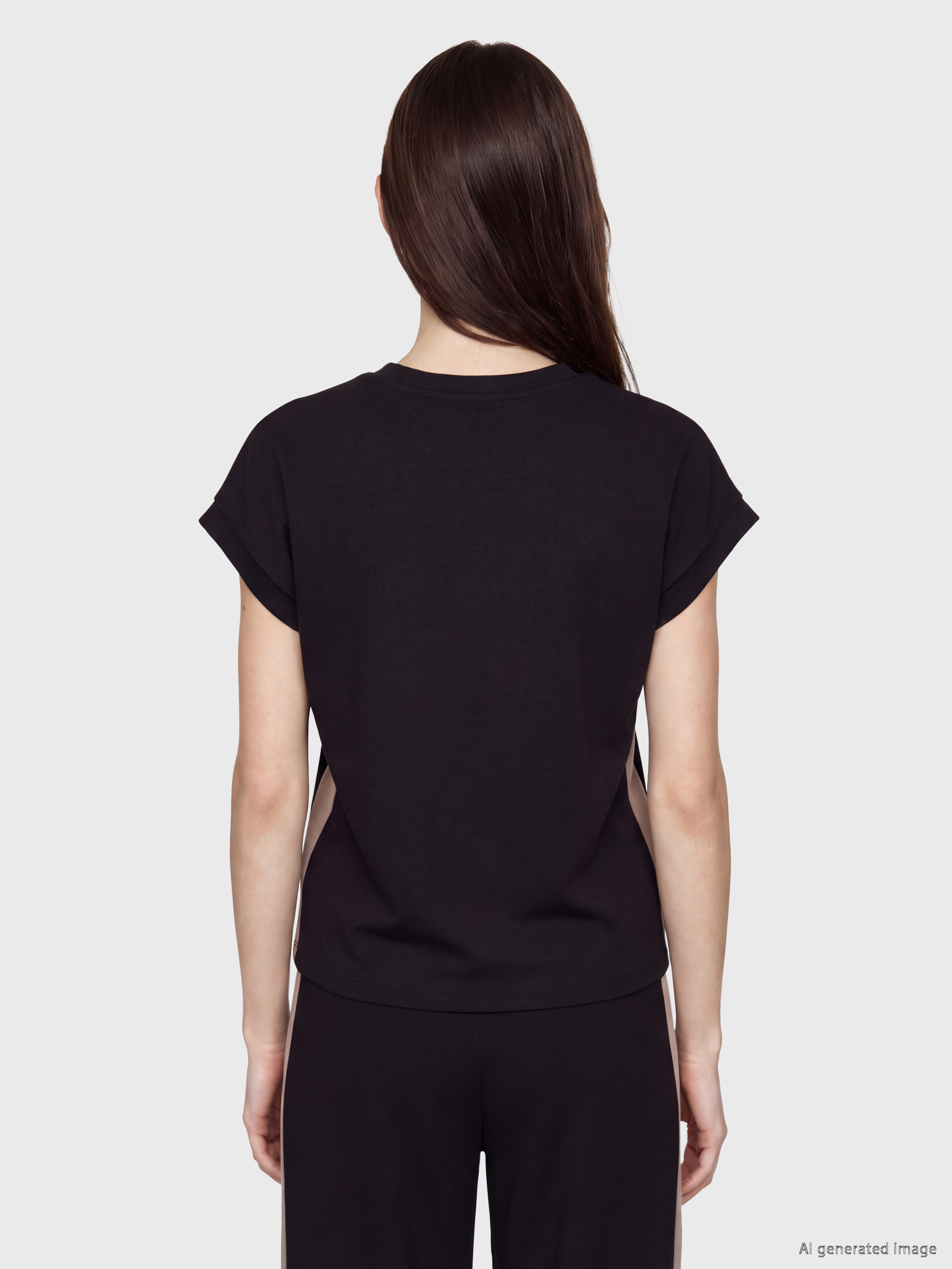LCW EVERYDAY Şerit Detaylı Soft Touch Oversize Kadın Tişört görsel 4