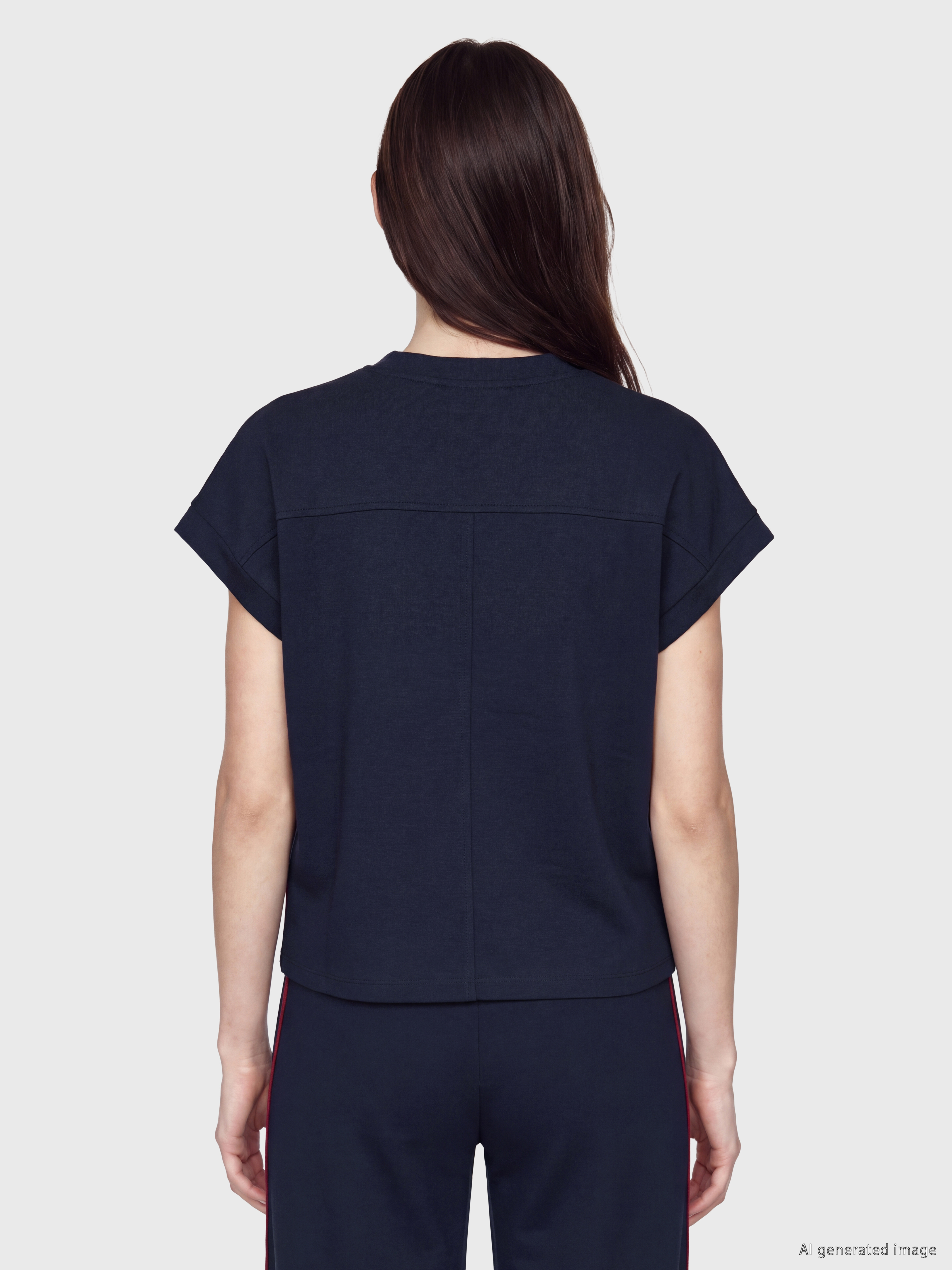 LCW EVERYDAY Şerit Detaylı Soft Touch Oversize Kadın Tişört görsel 4