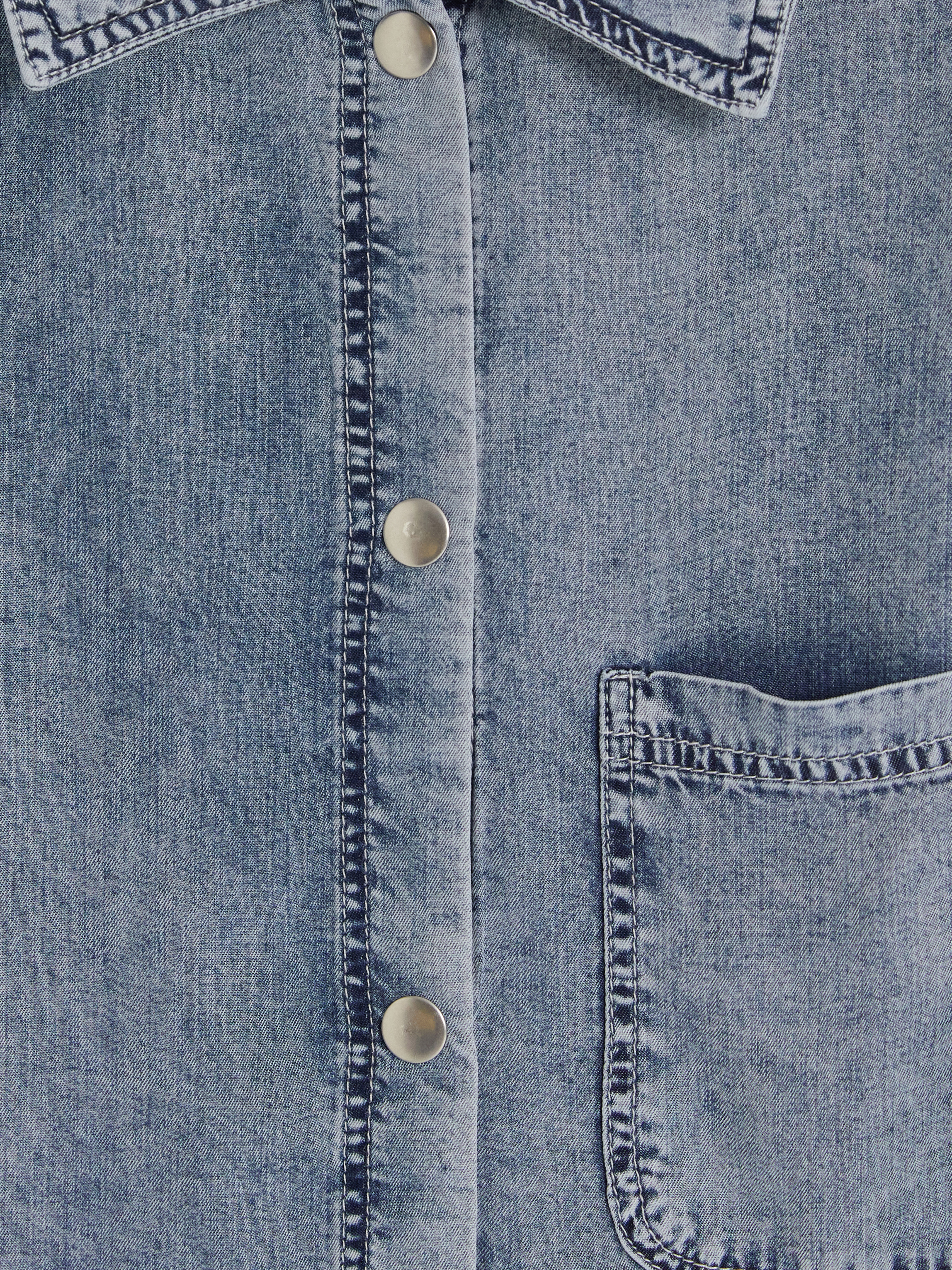 LCW Modest Gömlek Yaka Oversize Kadın Jean Tunik görsel 6