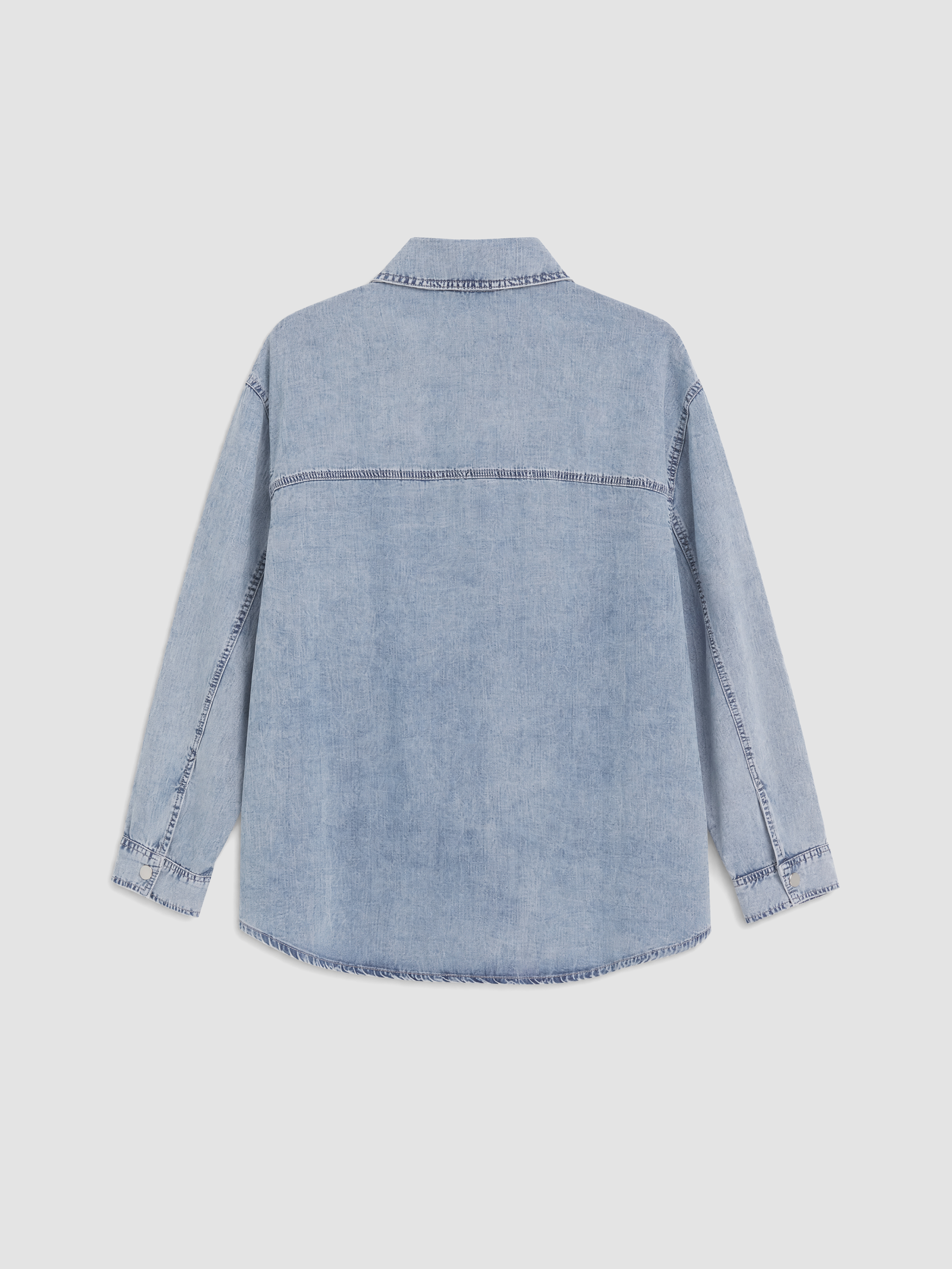 LCW Modest Gömlek Yaka Oversize Kadın Jean Tunik görsel 7
