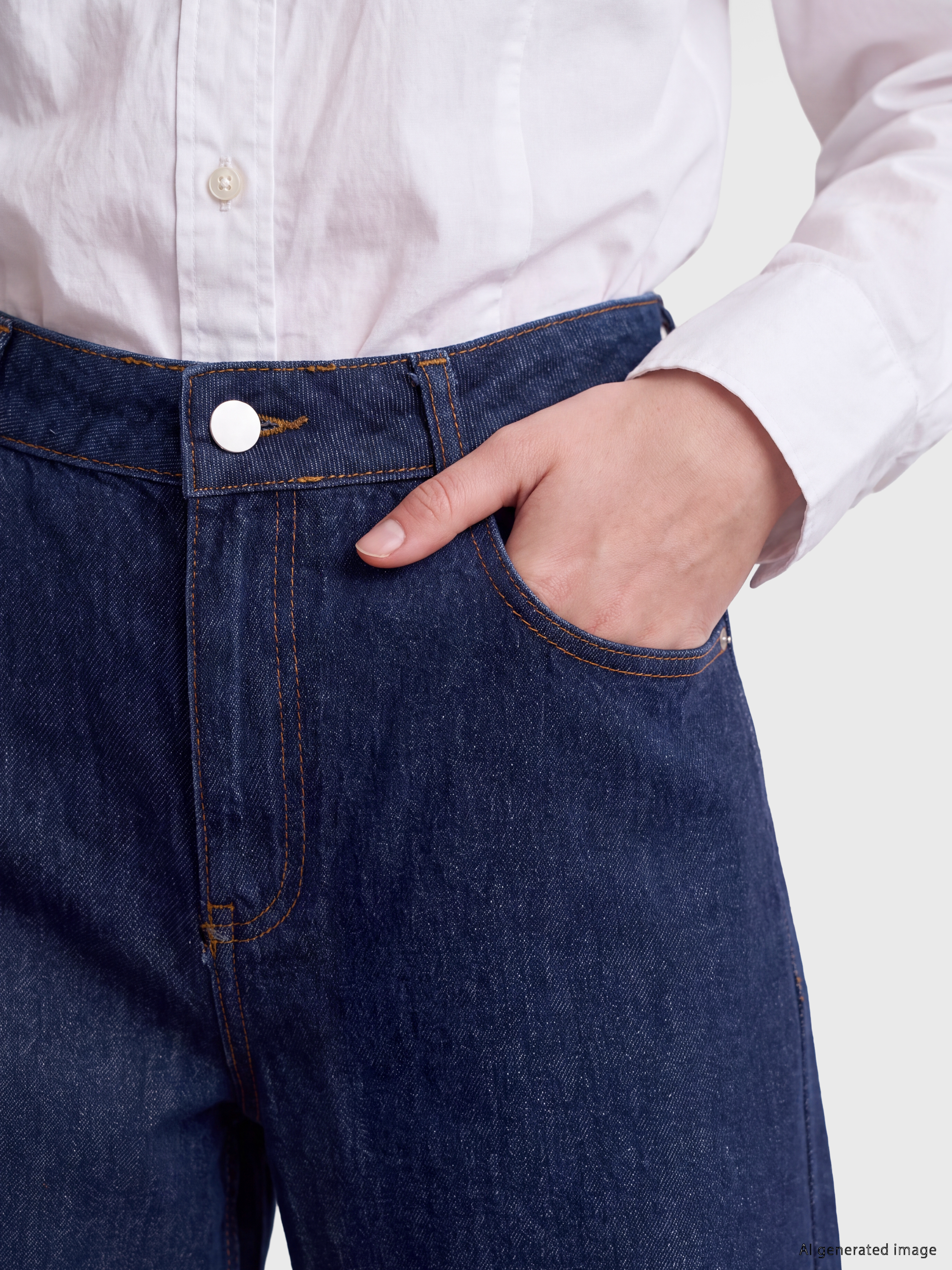 LCW Modest Wideleg Kadın Jean Pantolon görsel 3