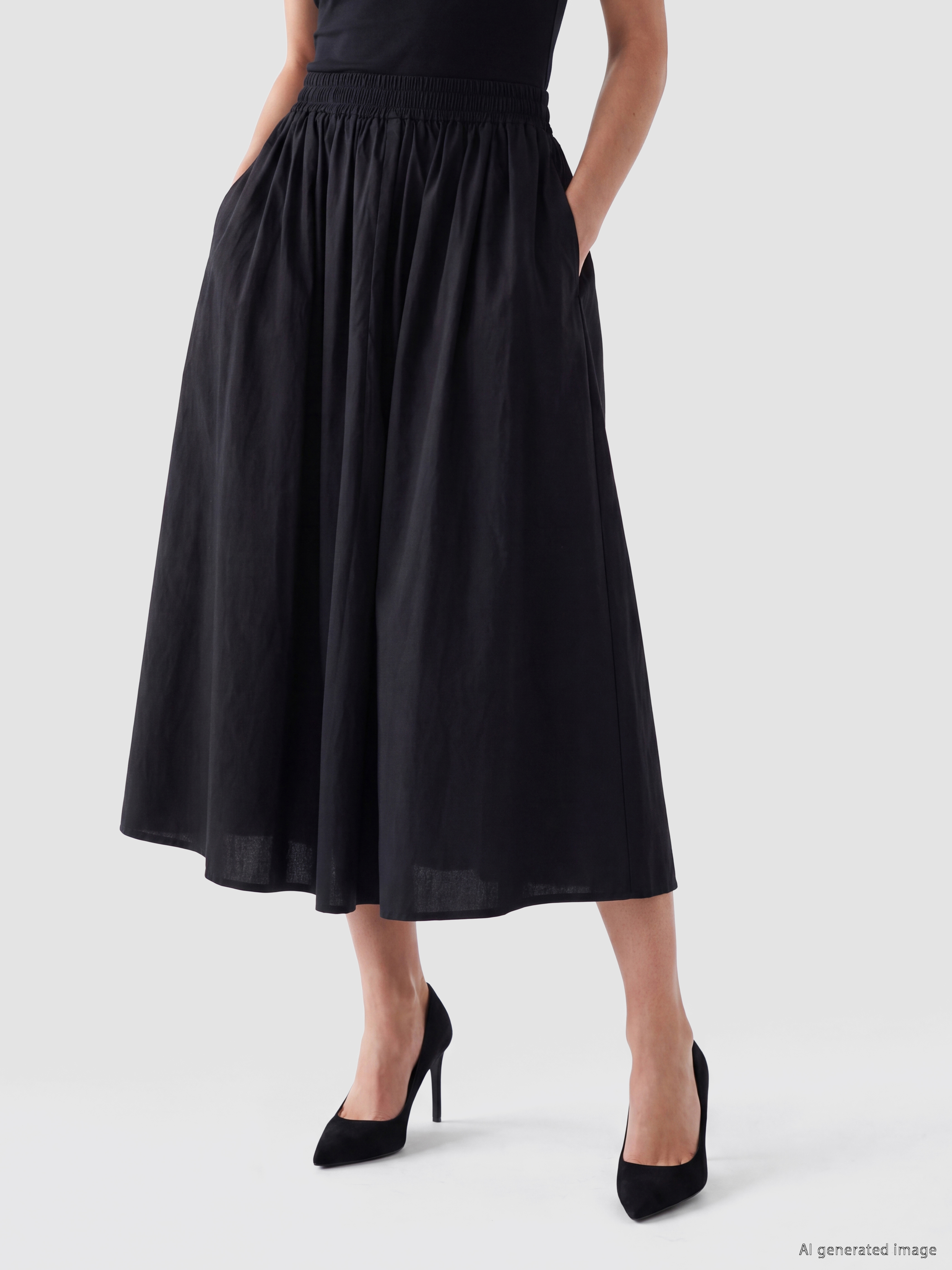 Natuvera Beli Lastikli Poplin Kloş Etek görsel 2