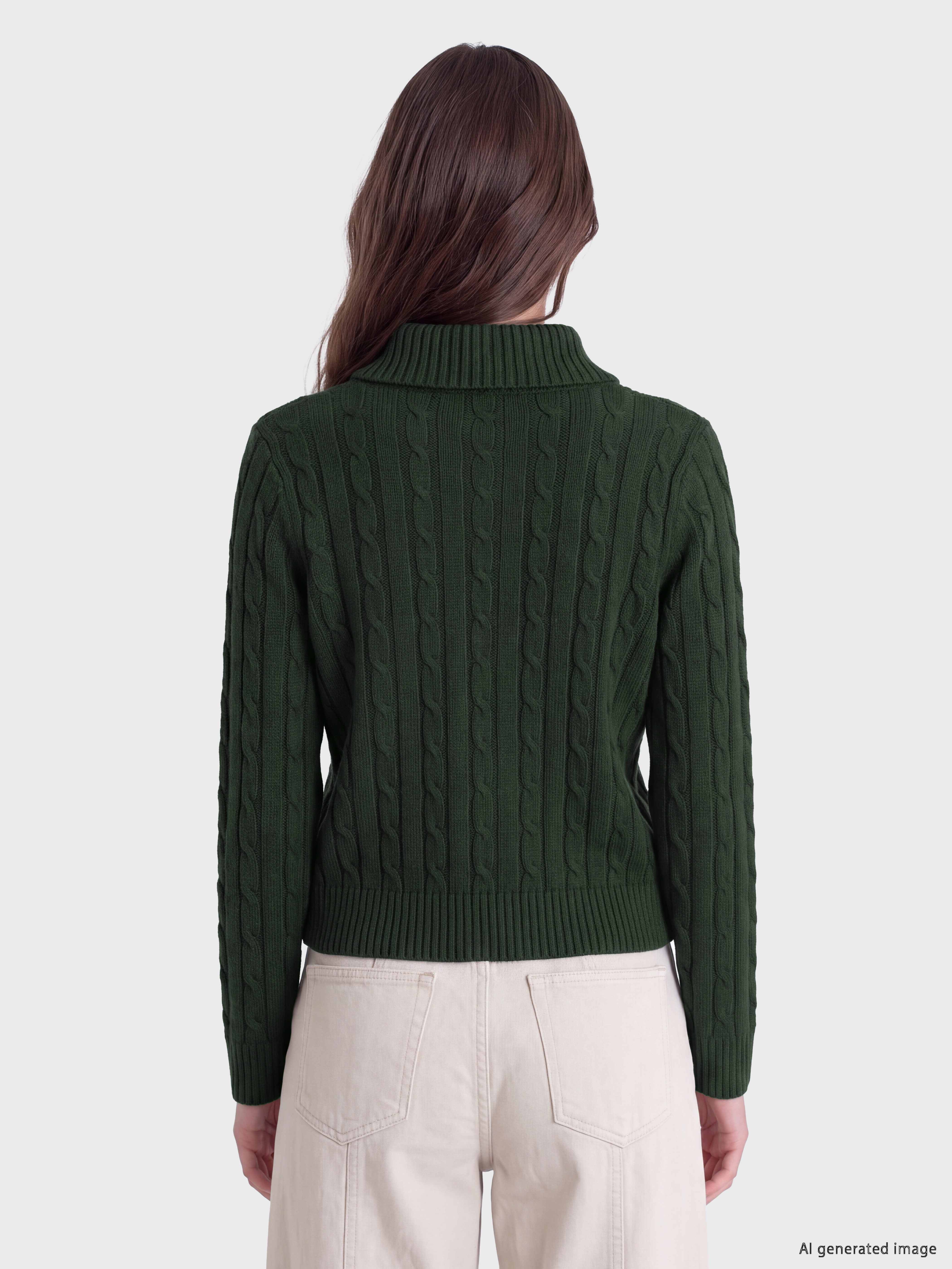 LCW Modest Polo Yaka Desenli Kadın Triko Kazak görsel 4