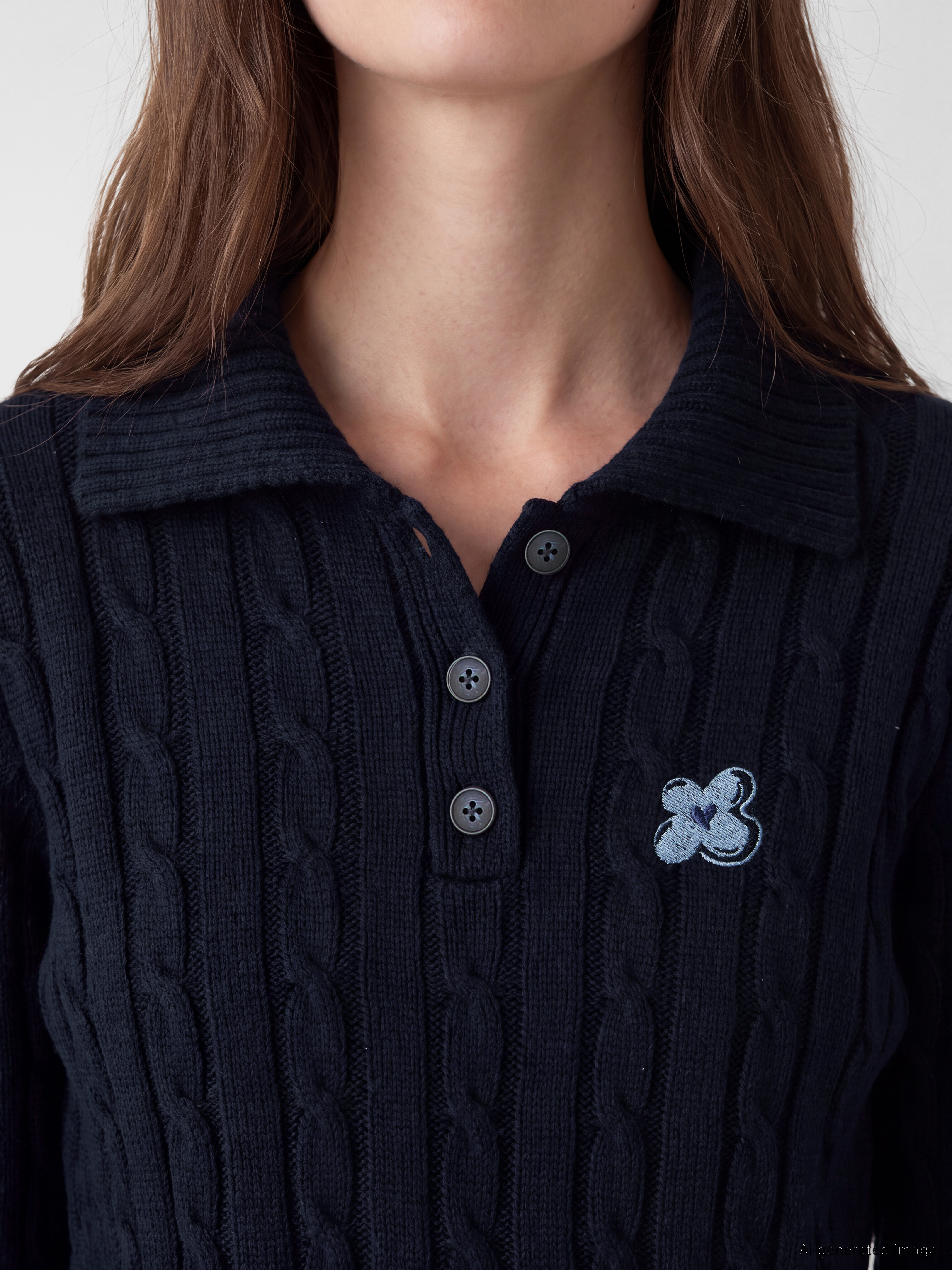 LCW Modest Polo Yaka Desenli Kadın Triko Kazak görsel 3
