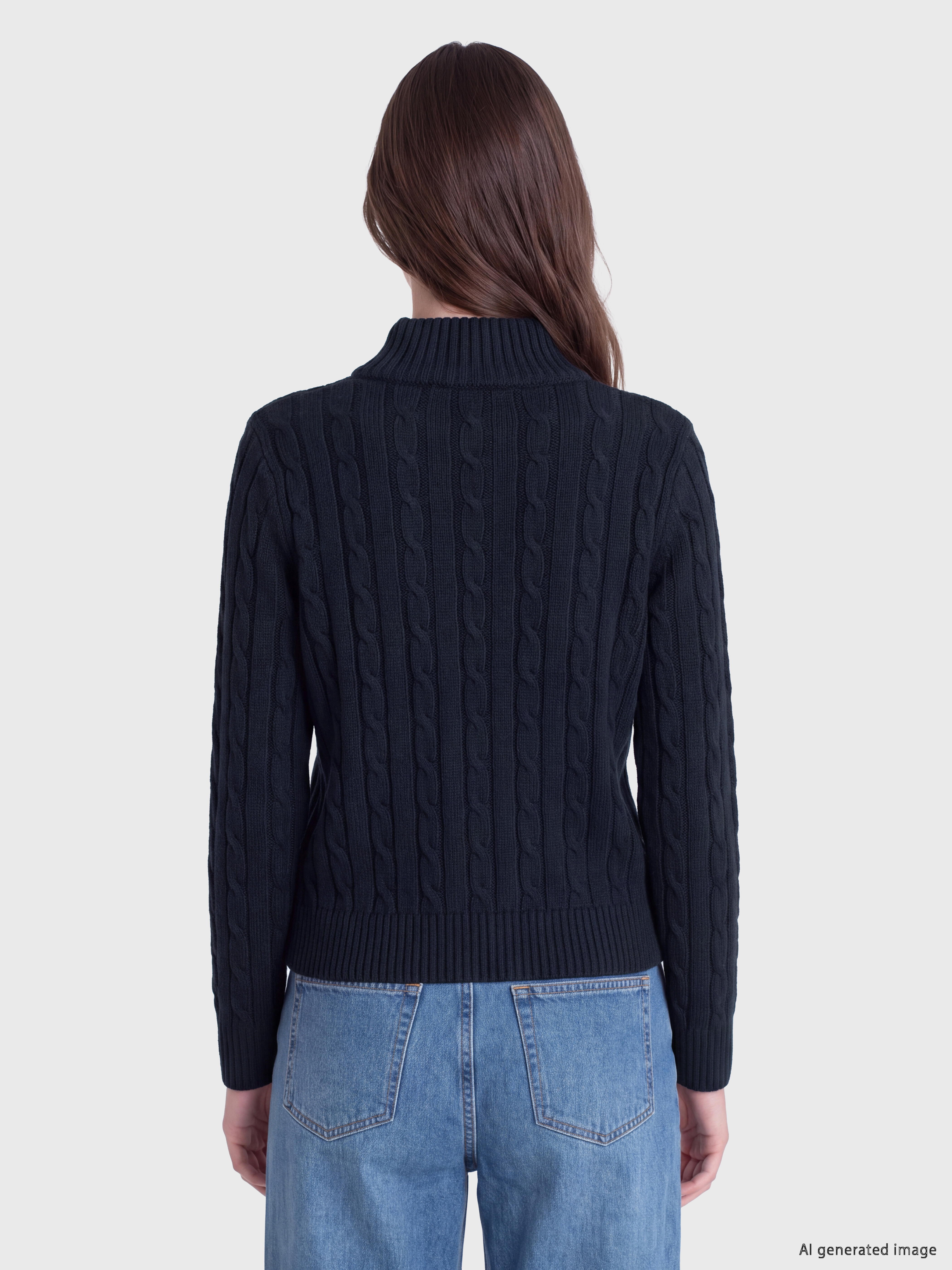 LCW Modest Polo Yaka Desenli Kadın Triko Kazak görsel 4