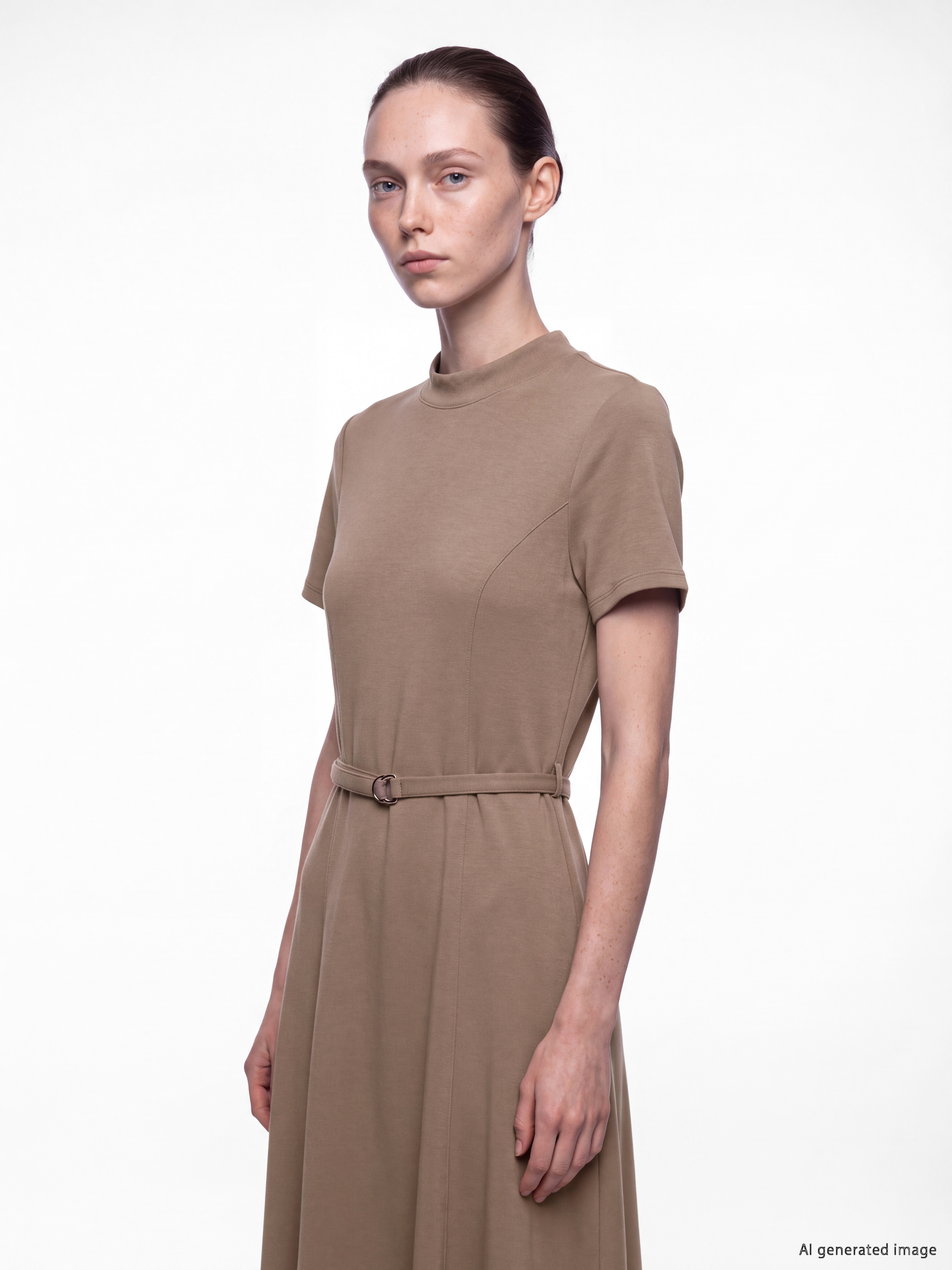 LCW Comfort Dik Yaka Kemerli Elbise görsel 2
