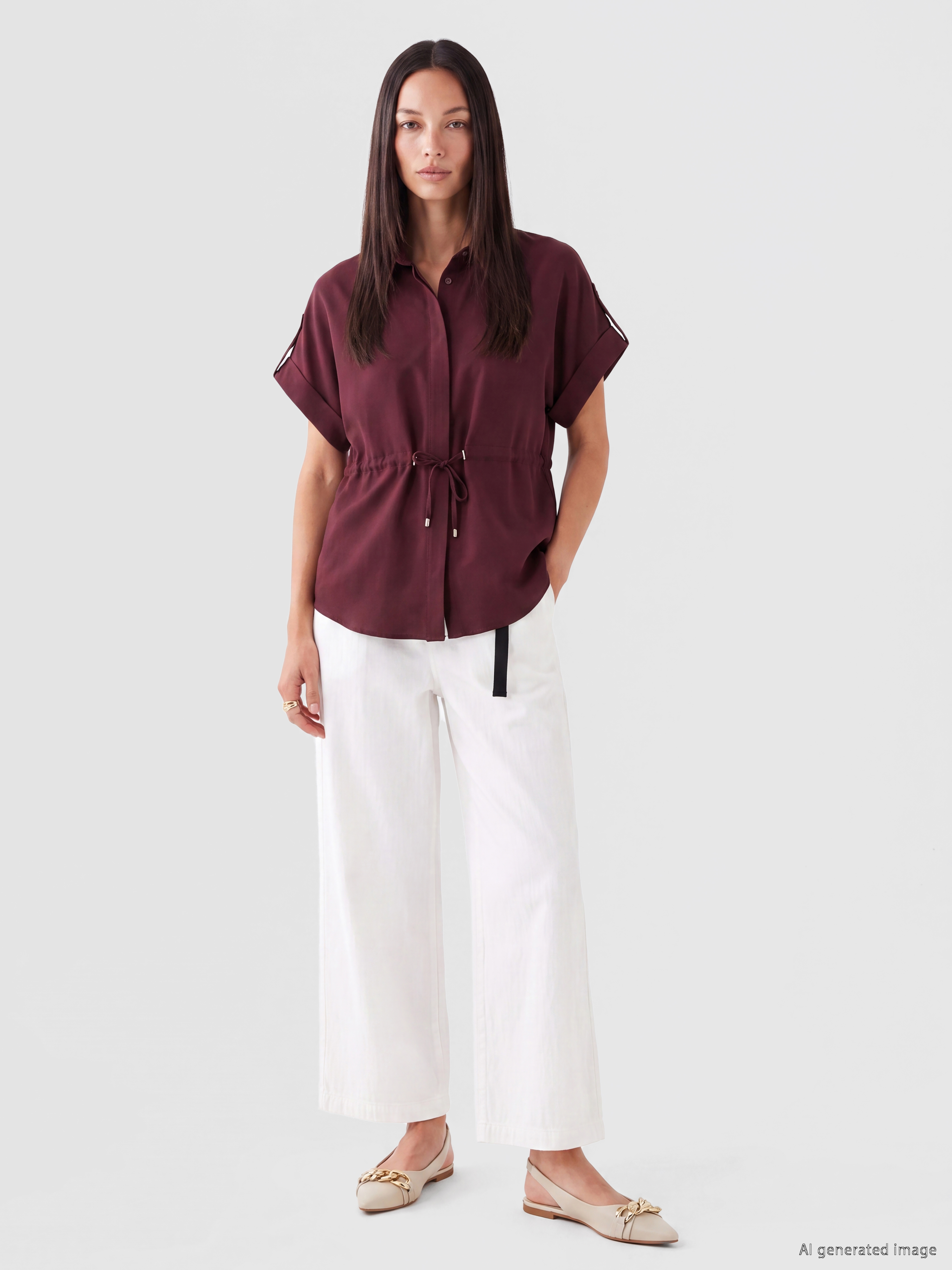 LCW EVERYDAY Bağcıklı Oversize Kadın Gömlek görsel 2