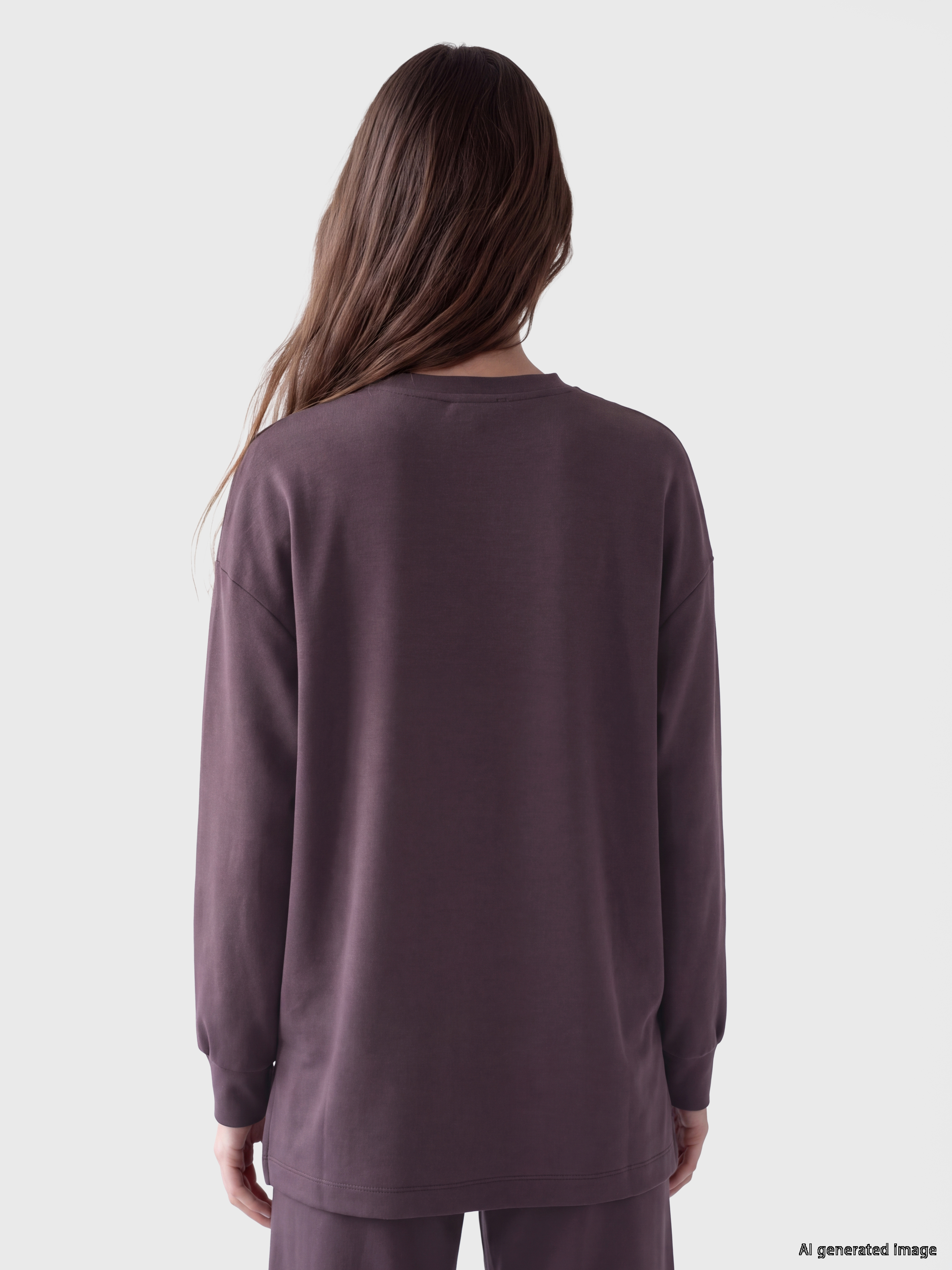 LCW Modest Nakışlı Soft Touch Kadın Sweatshirt Tunik görsel 4