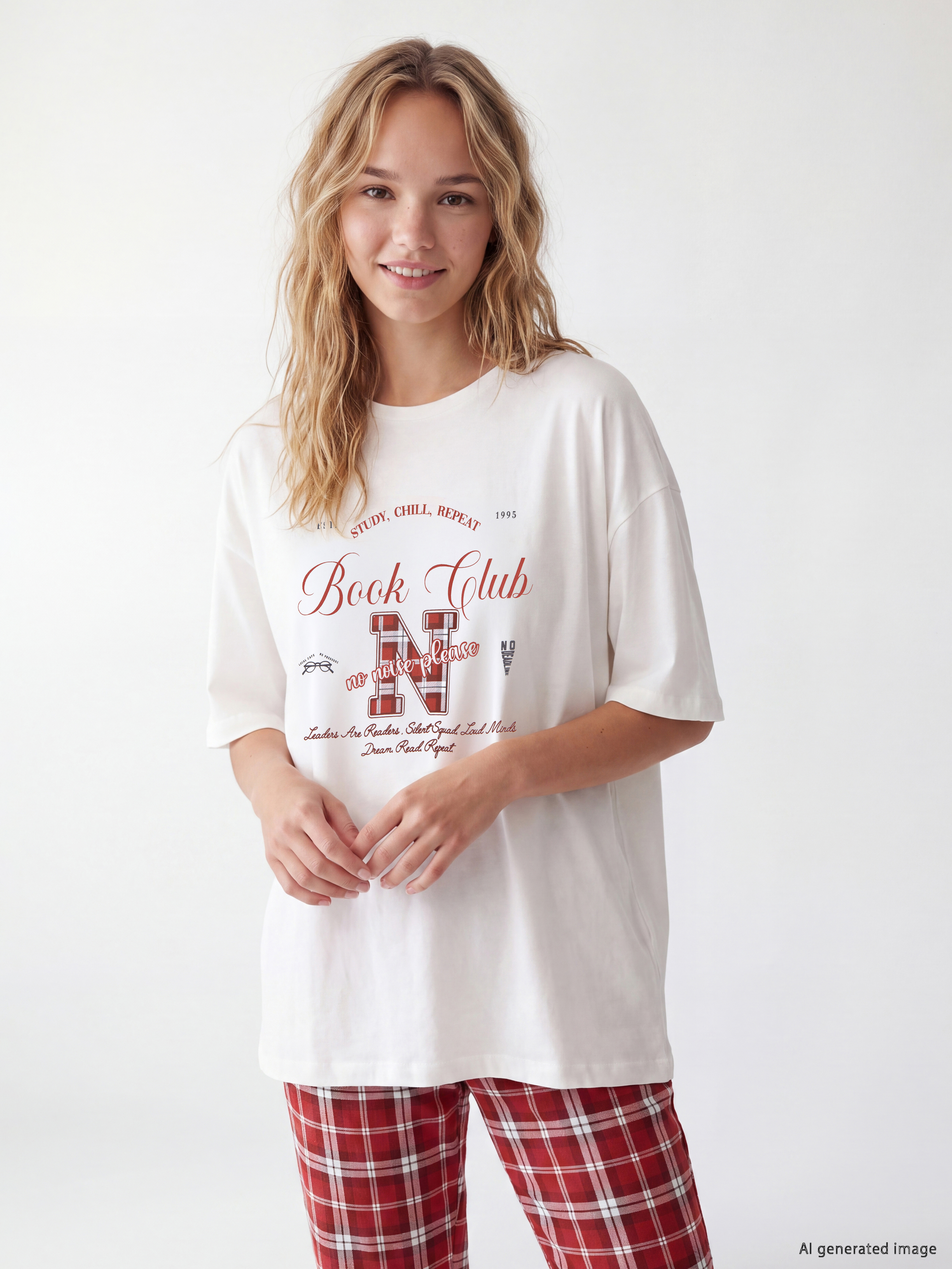 LCW Young Bisiklet Yaka Baskılı Kadın Pijama Takımı görsel 2