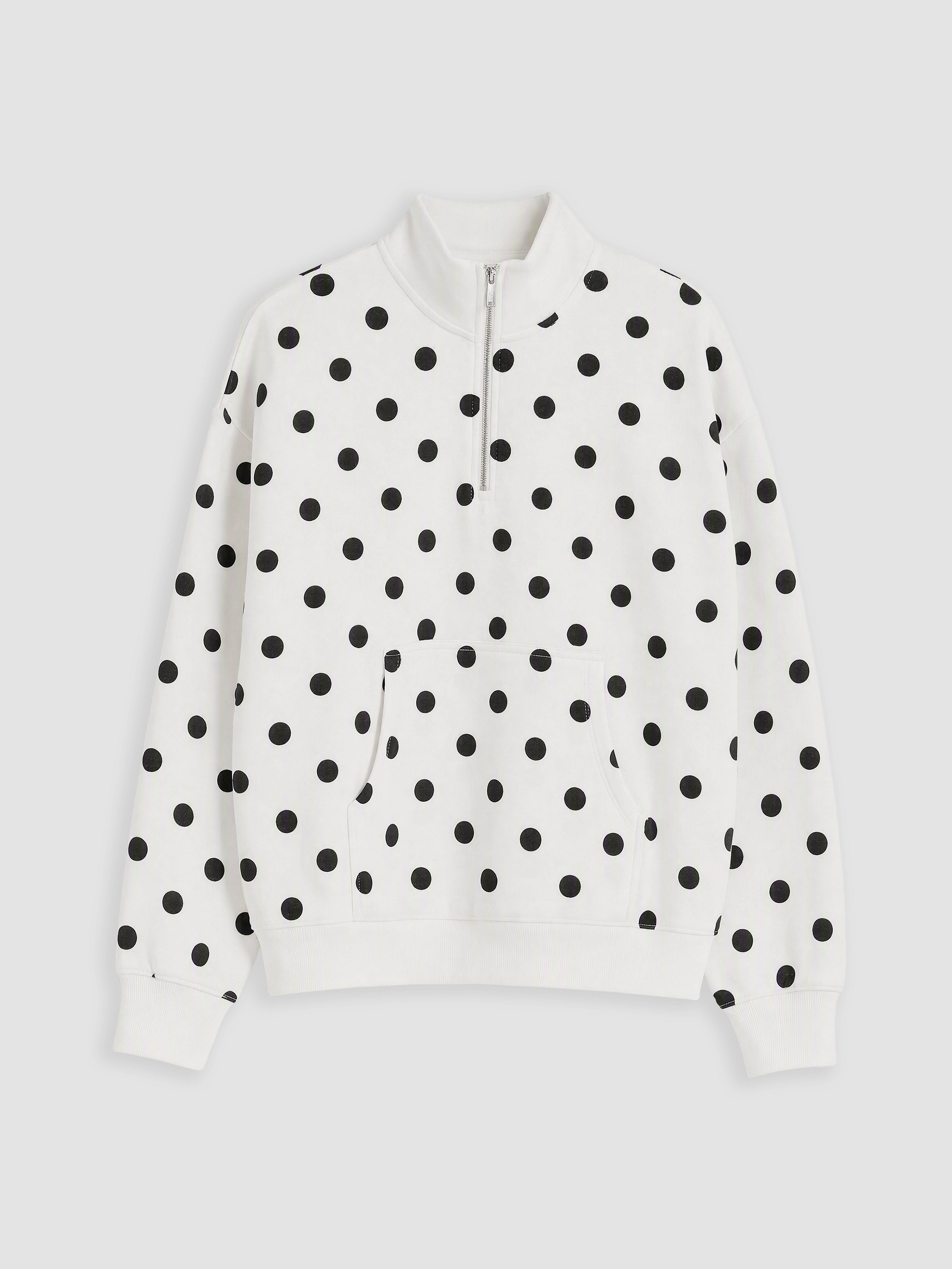 XSIDE Puantiyeli Oversize Kadın Kalın Sweatshirt görsel 5
