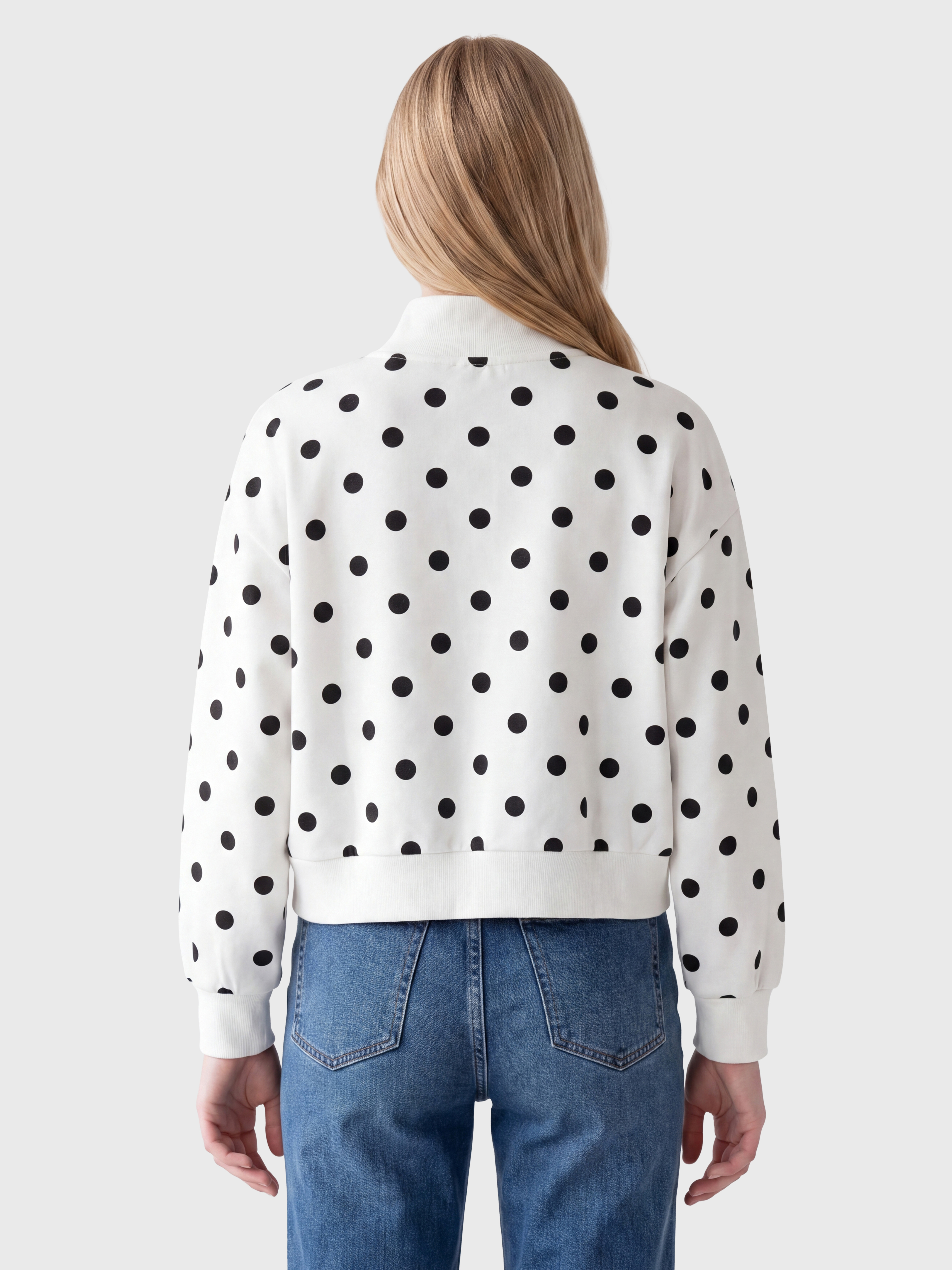 XSIDE Puantiyeli Oversize Kadın Kalın Sweatshirt görsel 4