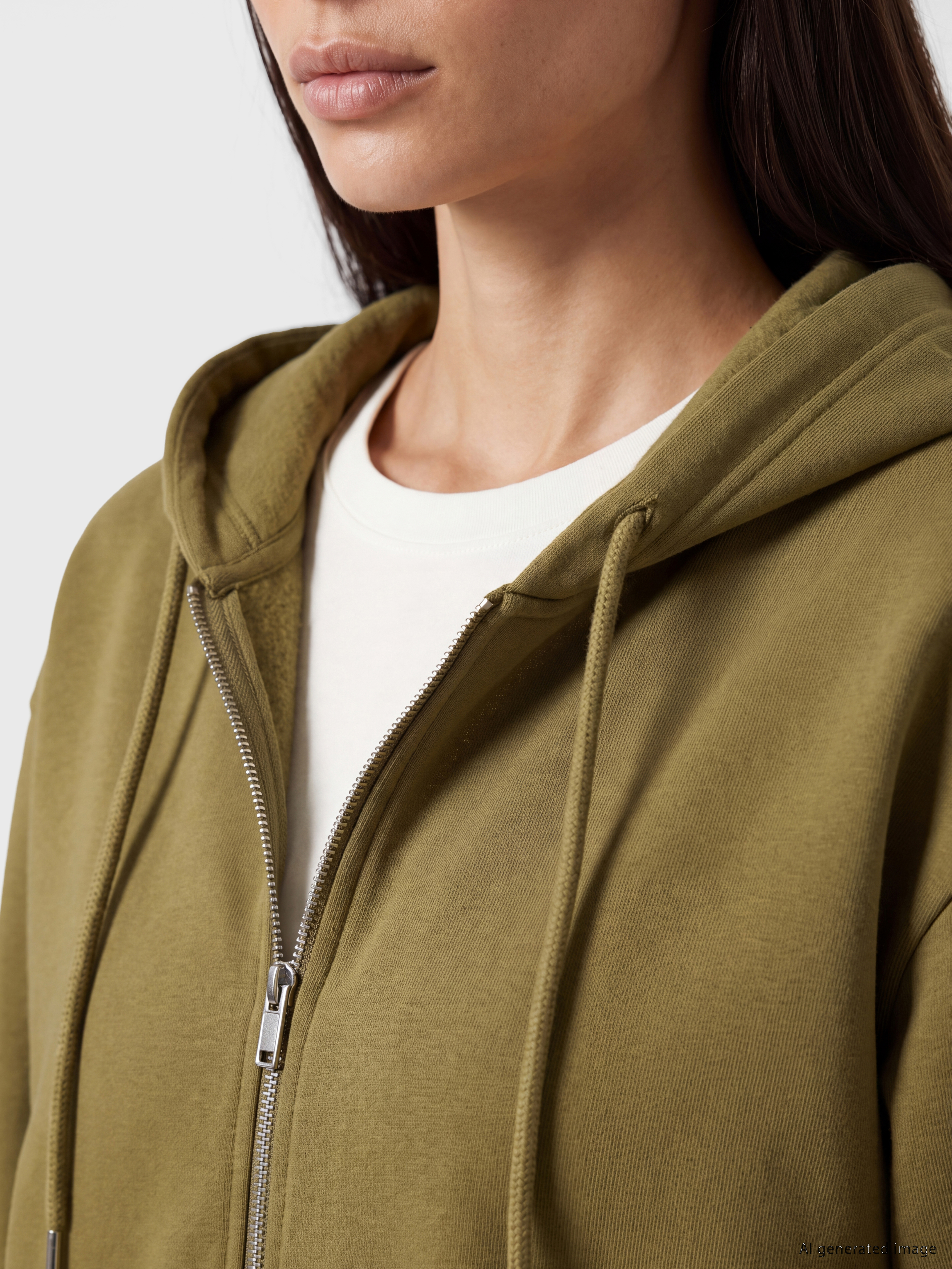 LC WAIKIKI Kapüşonlu Kadın Kalın Fermuarlı Sweatshirt görsel 3