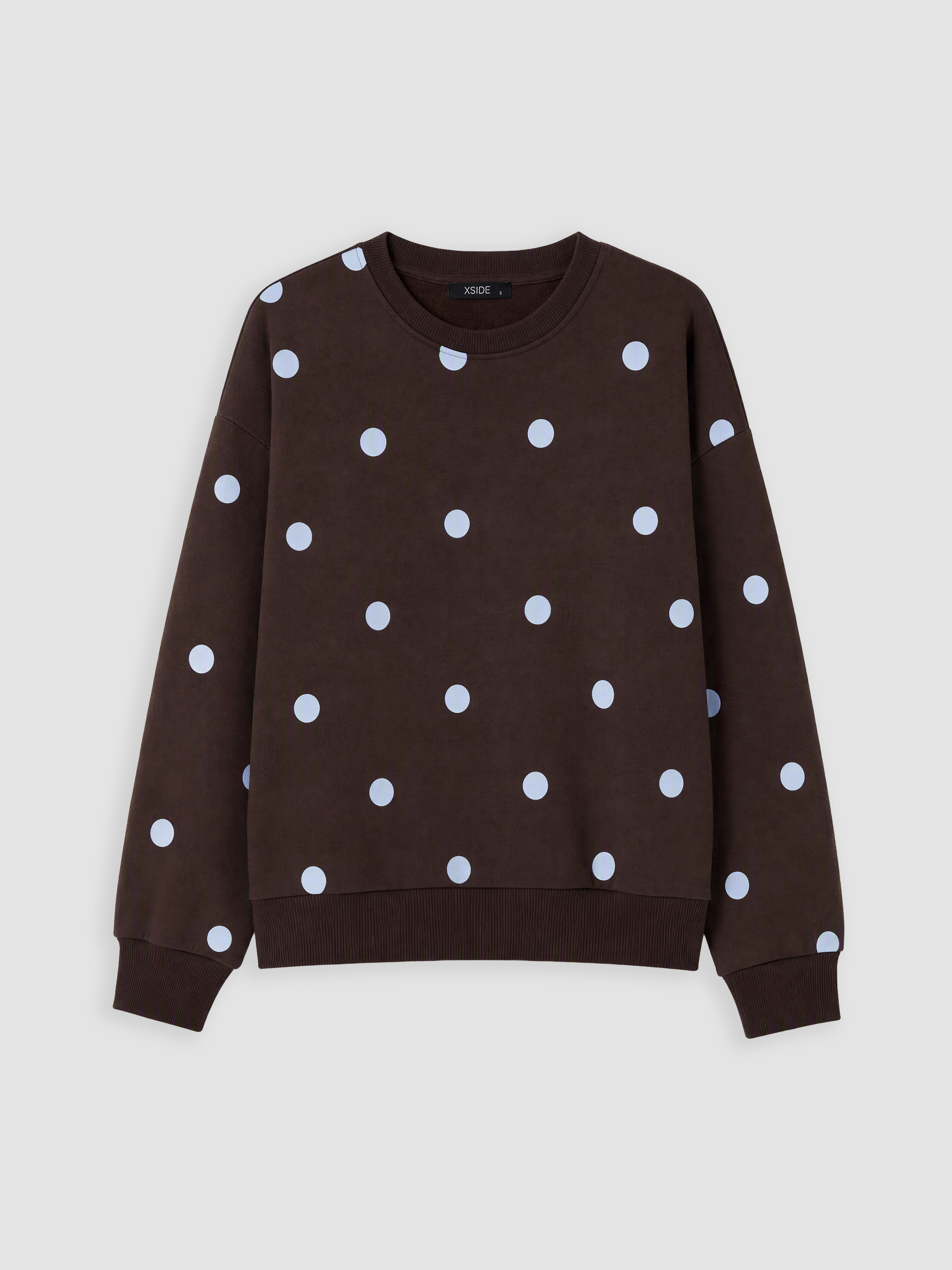 XSIDE Puantiyeli Oversize Kadın Kalın Sweatshirt görsel 5