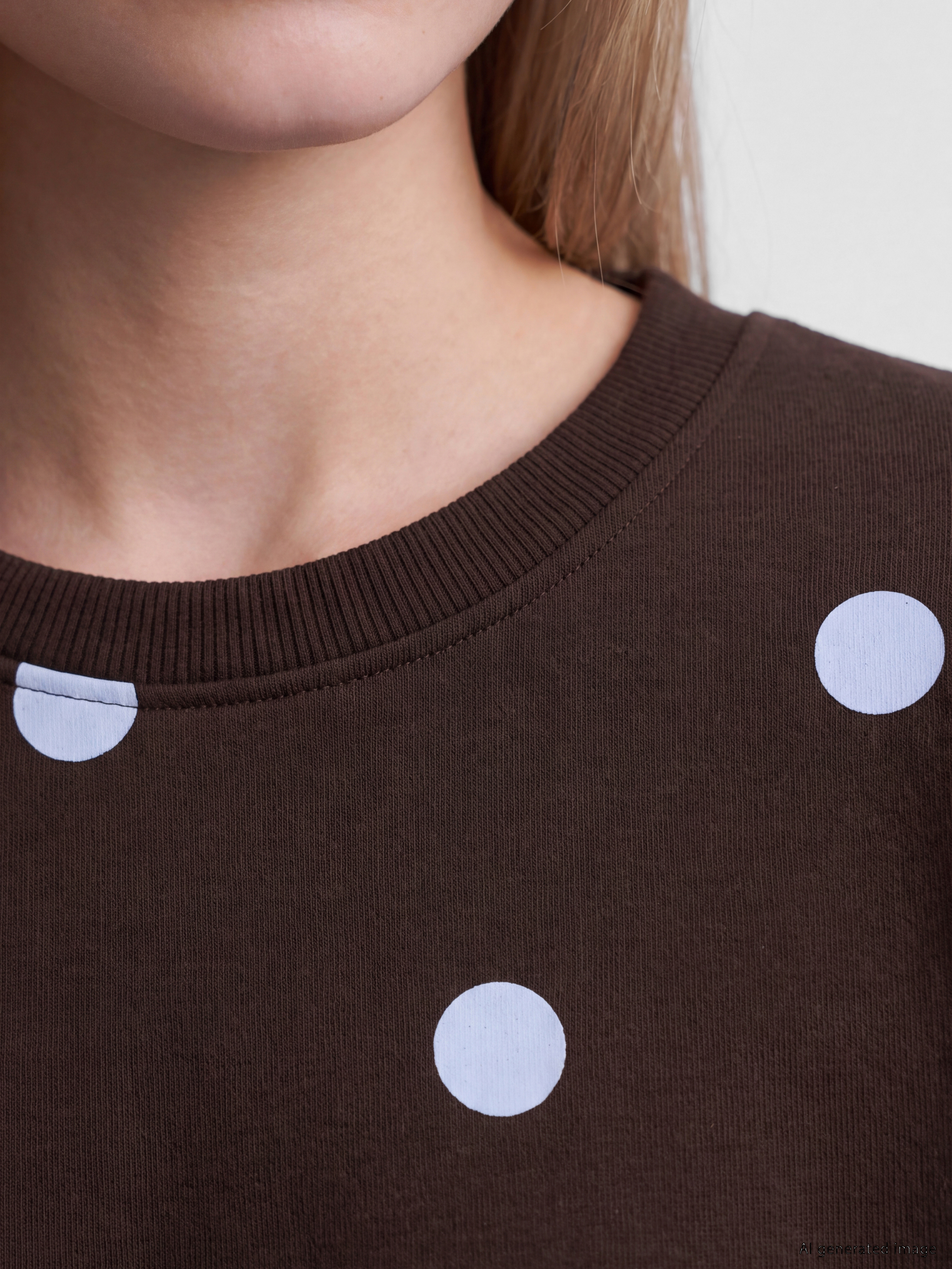 XSIDE Puantiyeli Oversize Kadın Kalın Sweatshirt görsel 3