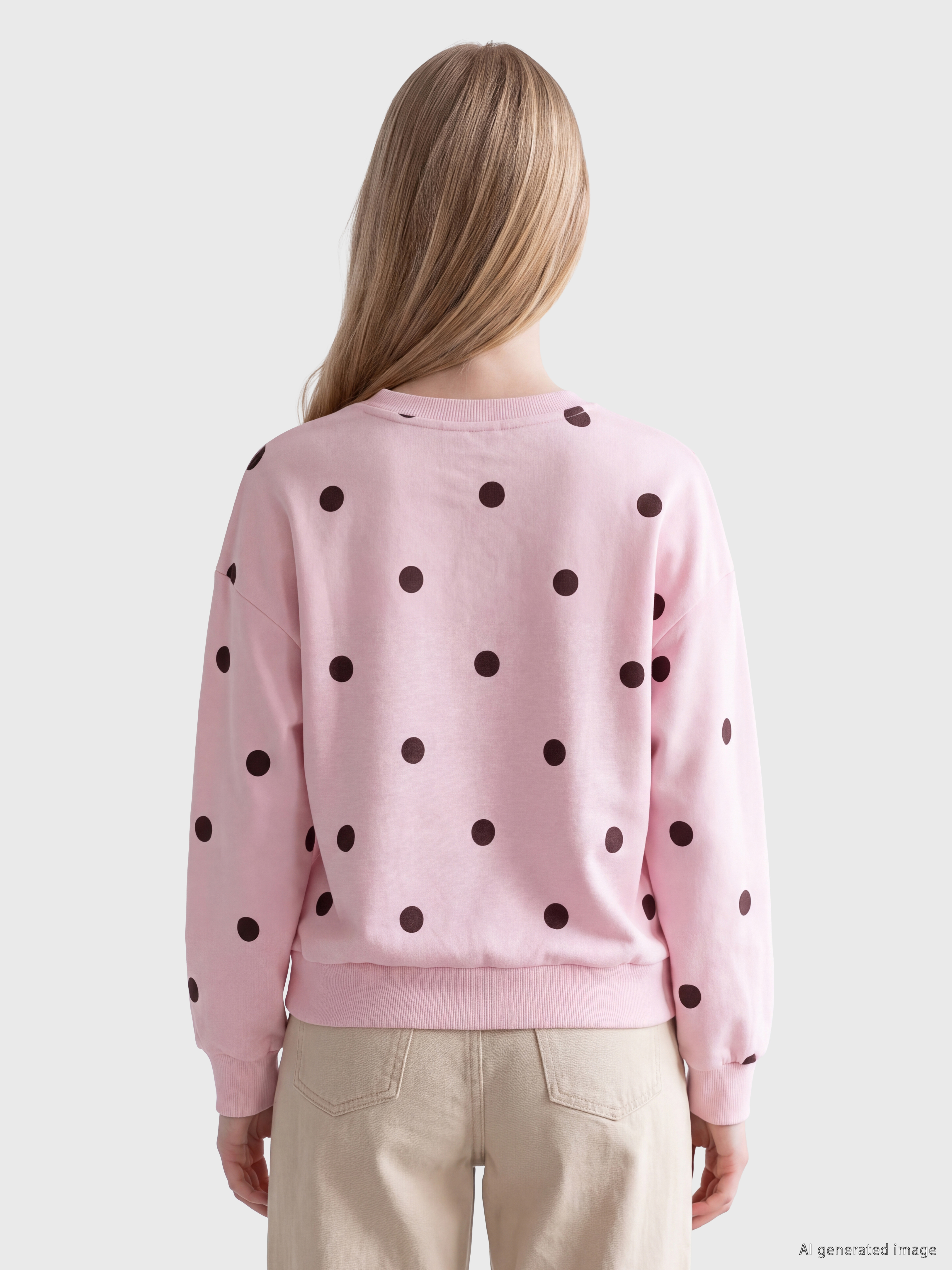 XSIDE Puantiyeli Oversize Kadın Kalın Sweatshirt görsel 4