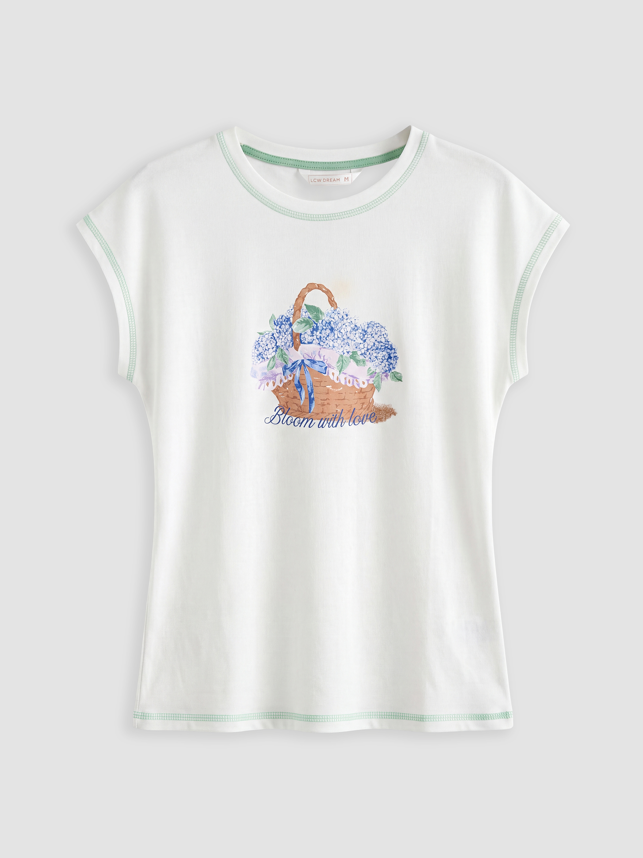 LCW DREAM Bisiklet Yaka Baskılı Kadın Kaprili Pijama Takımı görsel 6