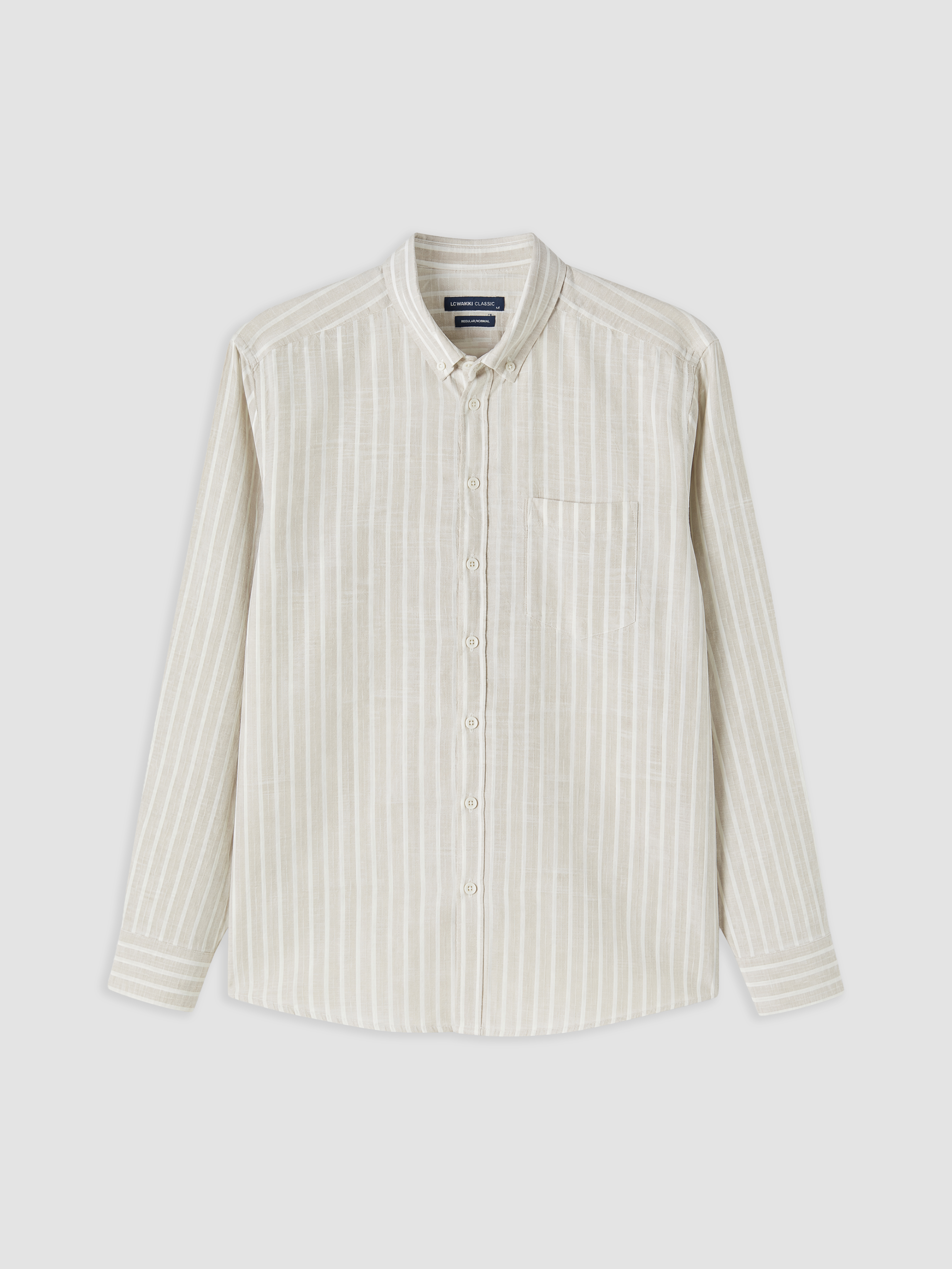 LCWAIKIKI Classic Regular Fit Çizgili Gabardin Erkek Gömlek görsel 4