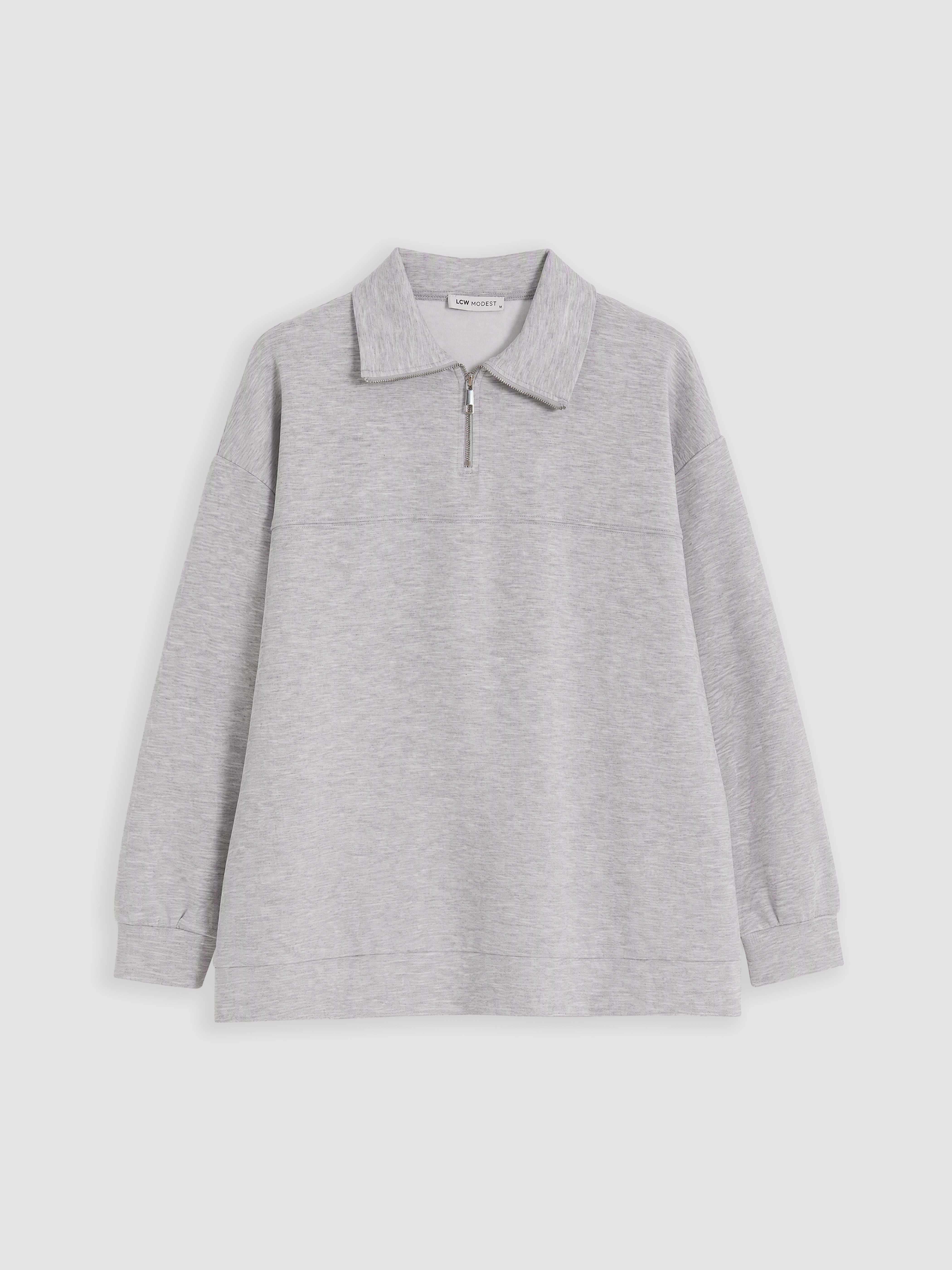 LCW Modest Dik Yaka Oversize Kadın Sweatshirt görsel 5
