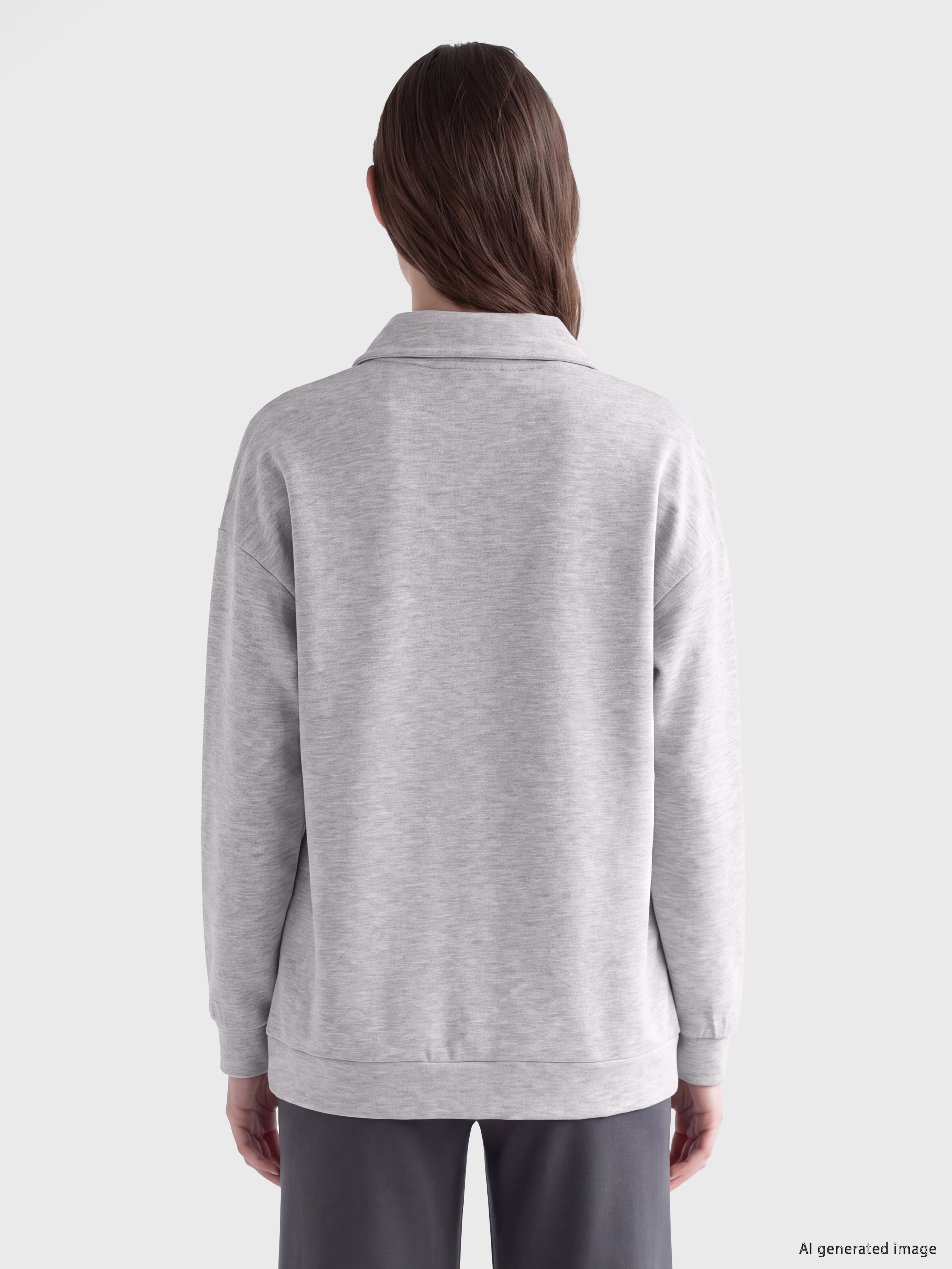 LCW Modest Dik Yaka Oversize Kadın Sweatshirt görsel 4