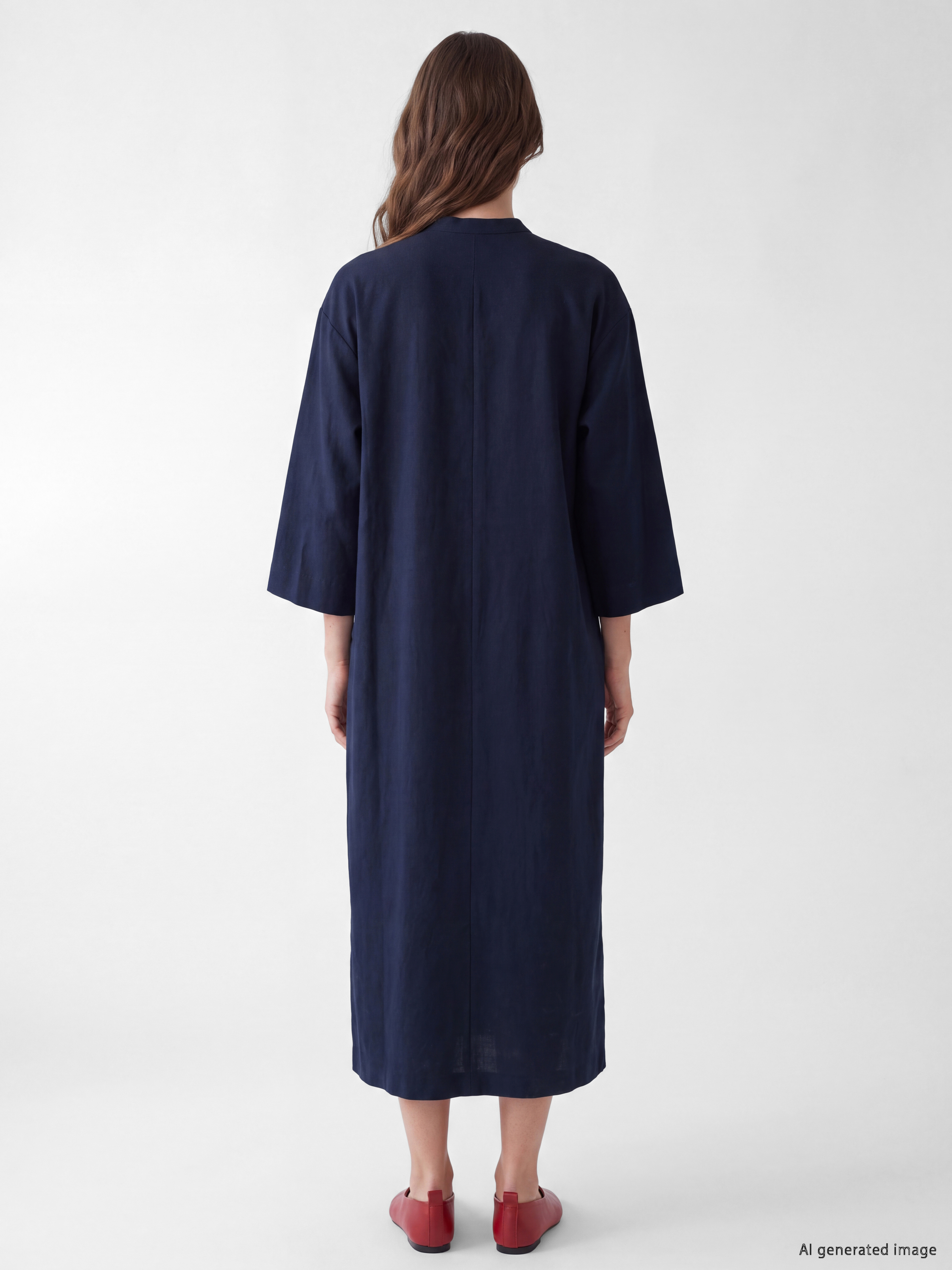 LCW Modest Kaçık Yaka Biye Düğmeli Oversize Elbise görsel 3