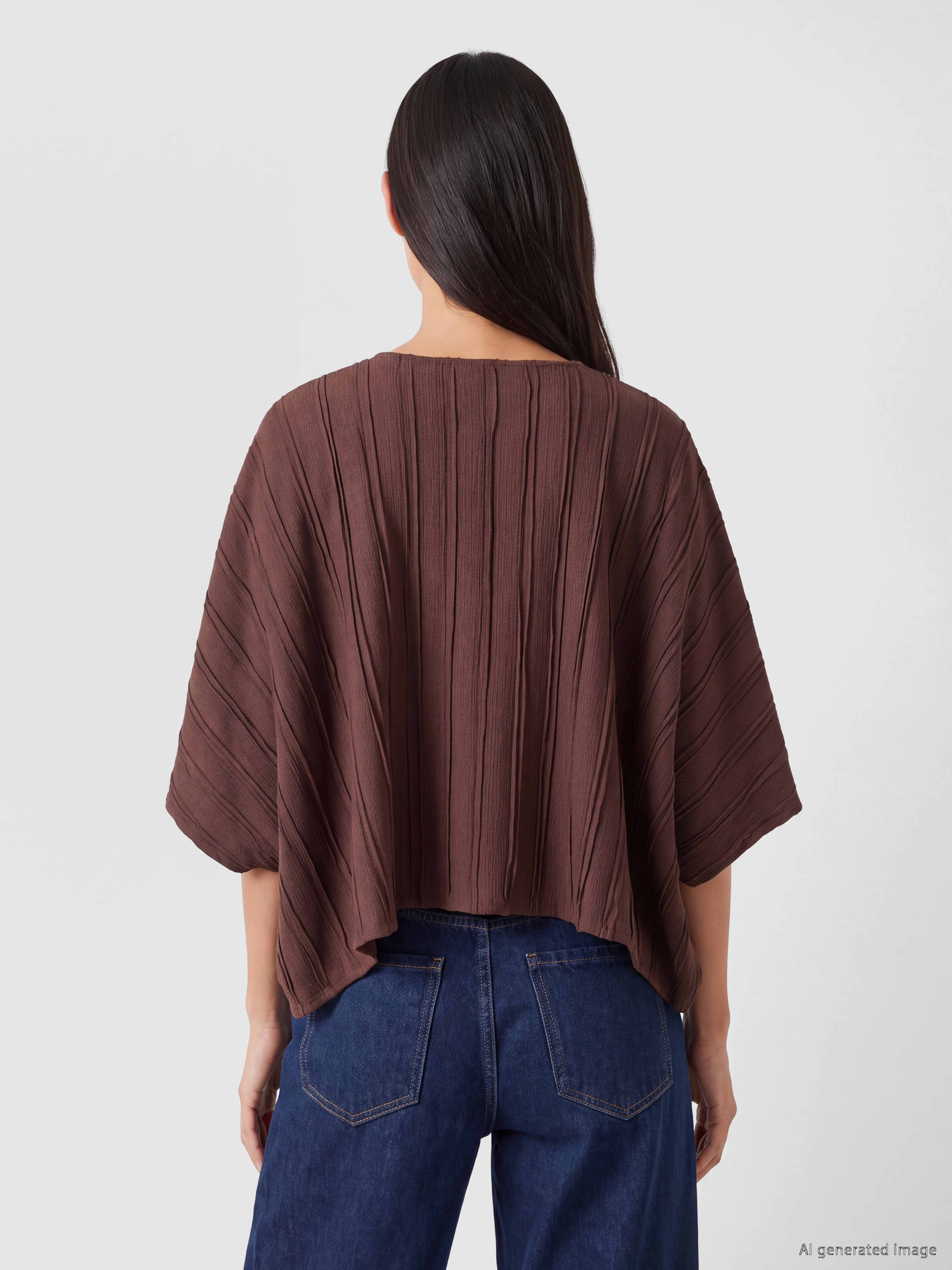 LCW EVERYDAY Bisiklet Yaka Çizgili Oversize Bluz görsel 4