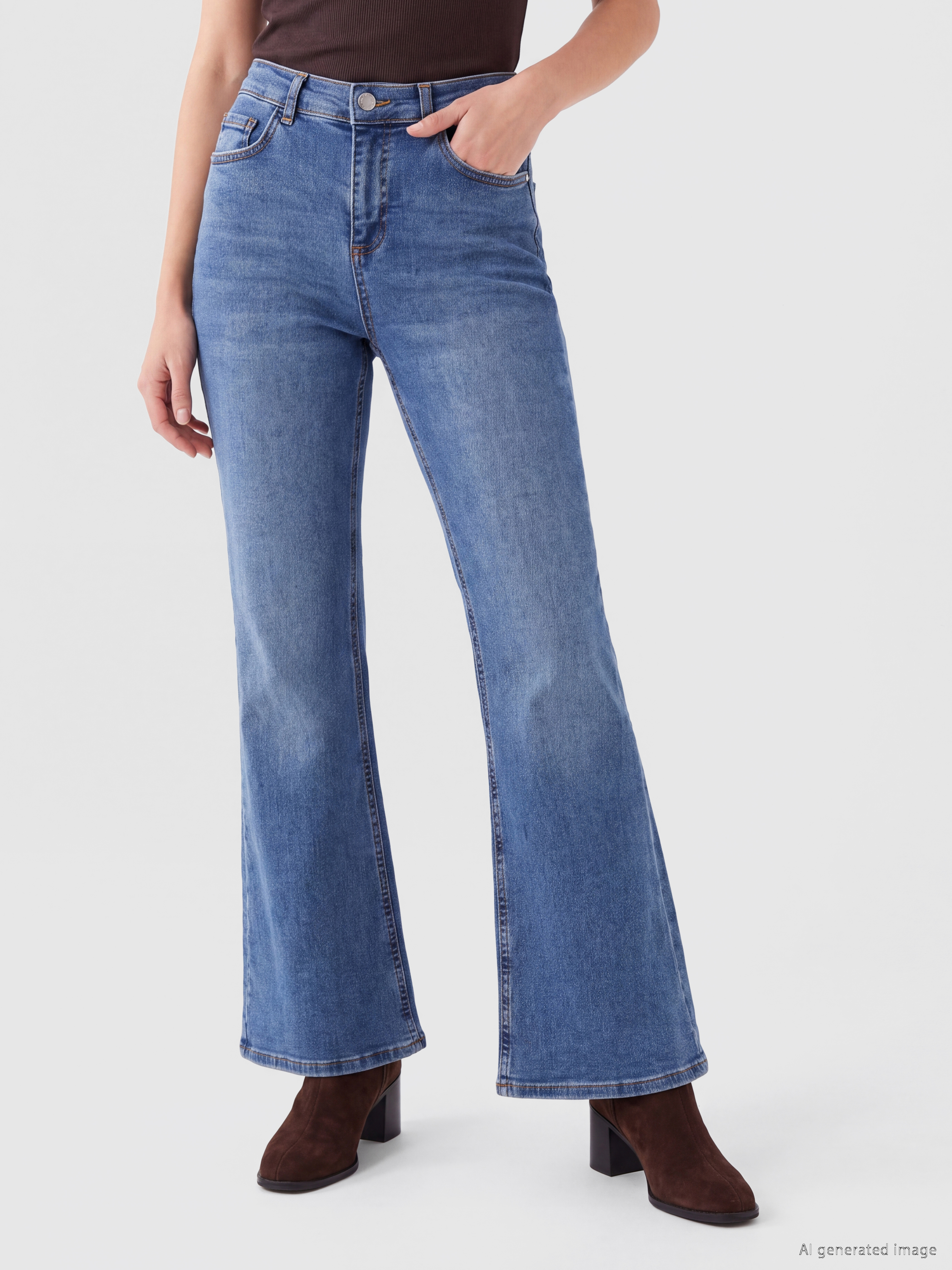 LCW Jeans Petite Flare Kadın Jean Pantolon görsel 3