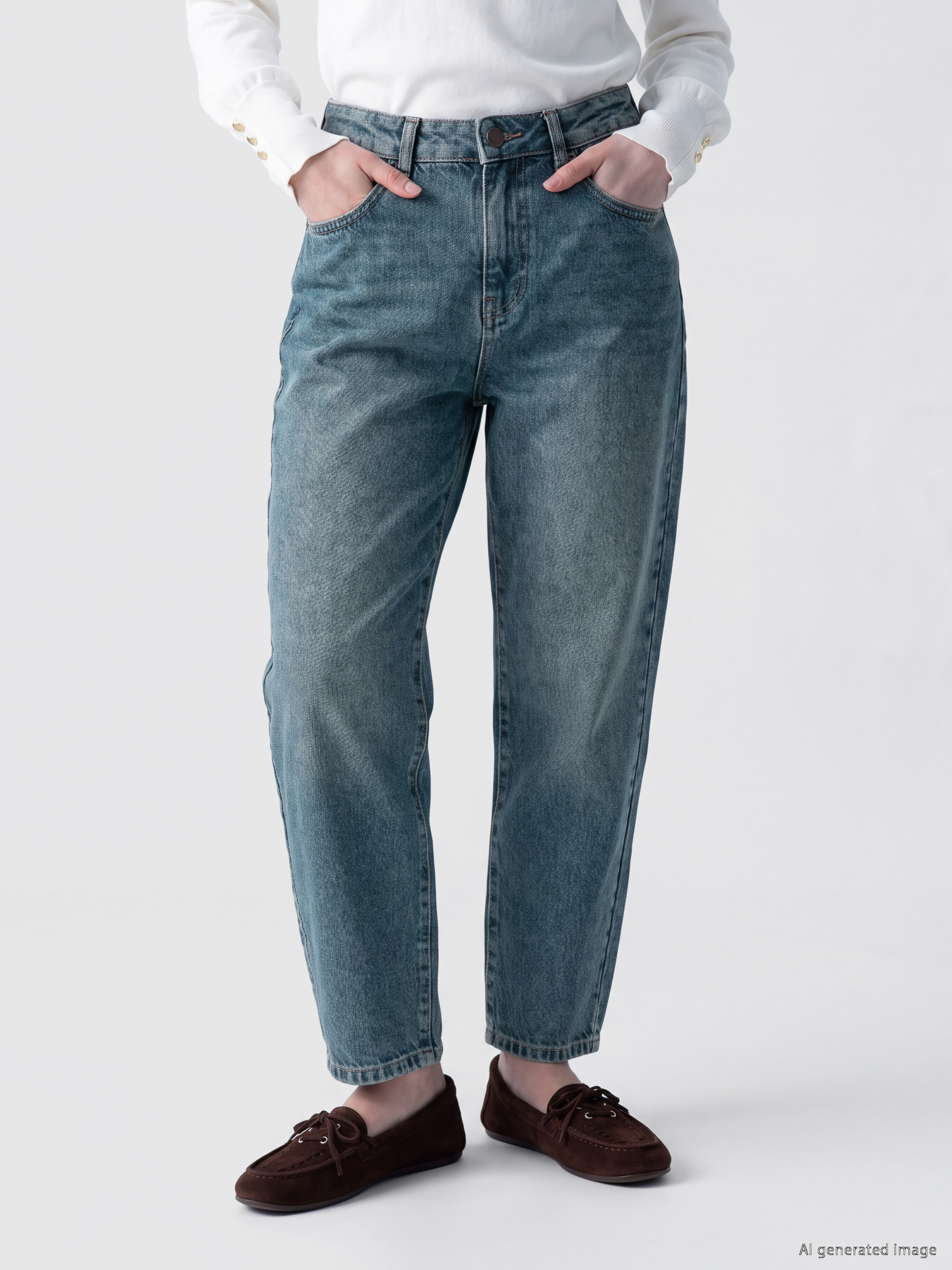 LCW Jeans Petite Barrel Fit Kadın Jean Pantolon görsel 3