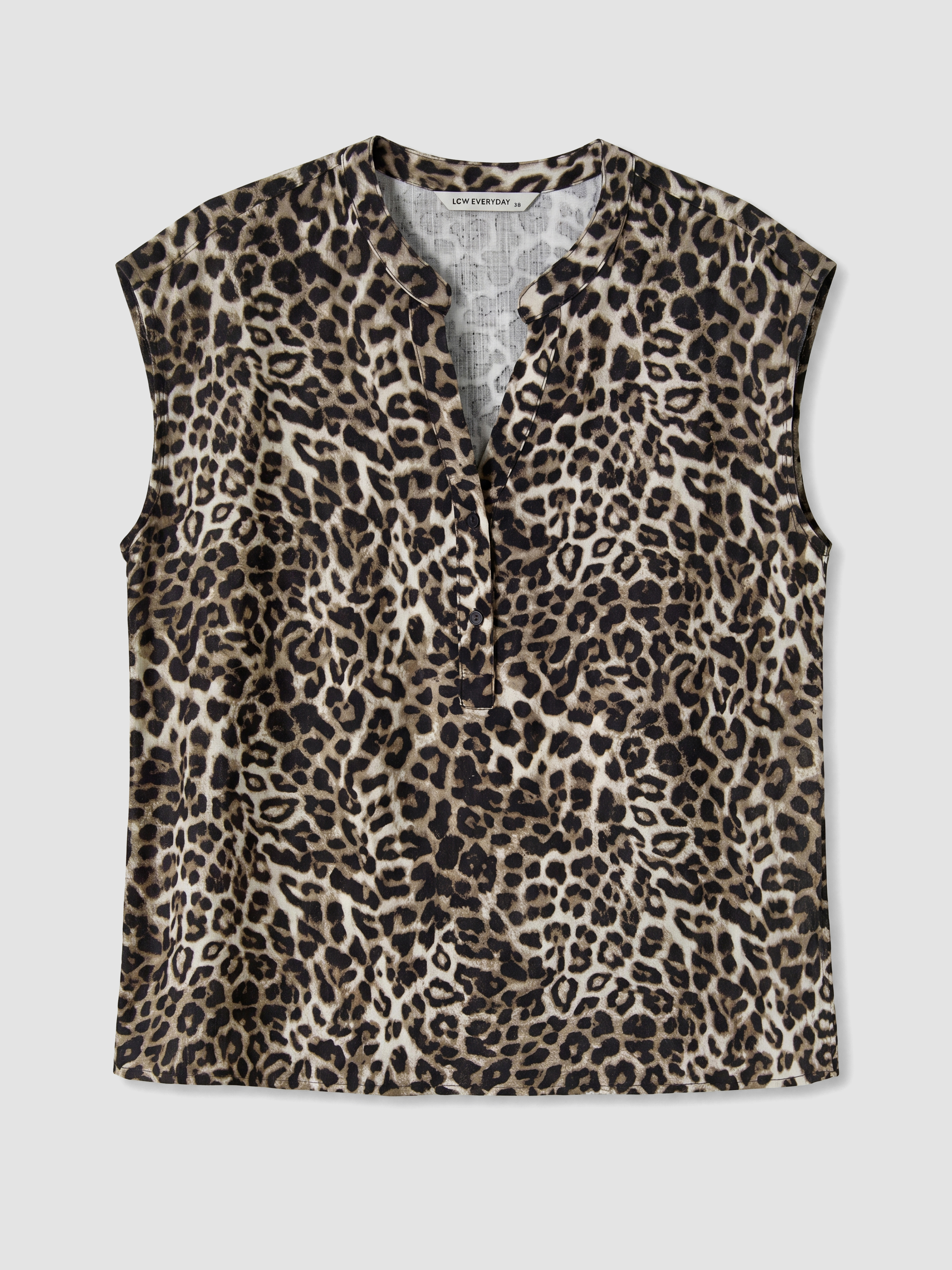 LCW EVERYDAY Kaçık Yaka Leopar Desenli Bluz görsel 5