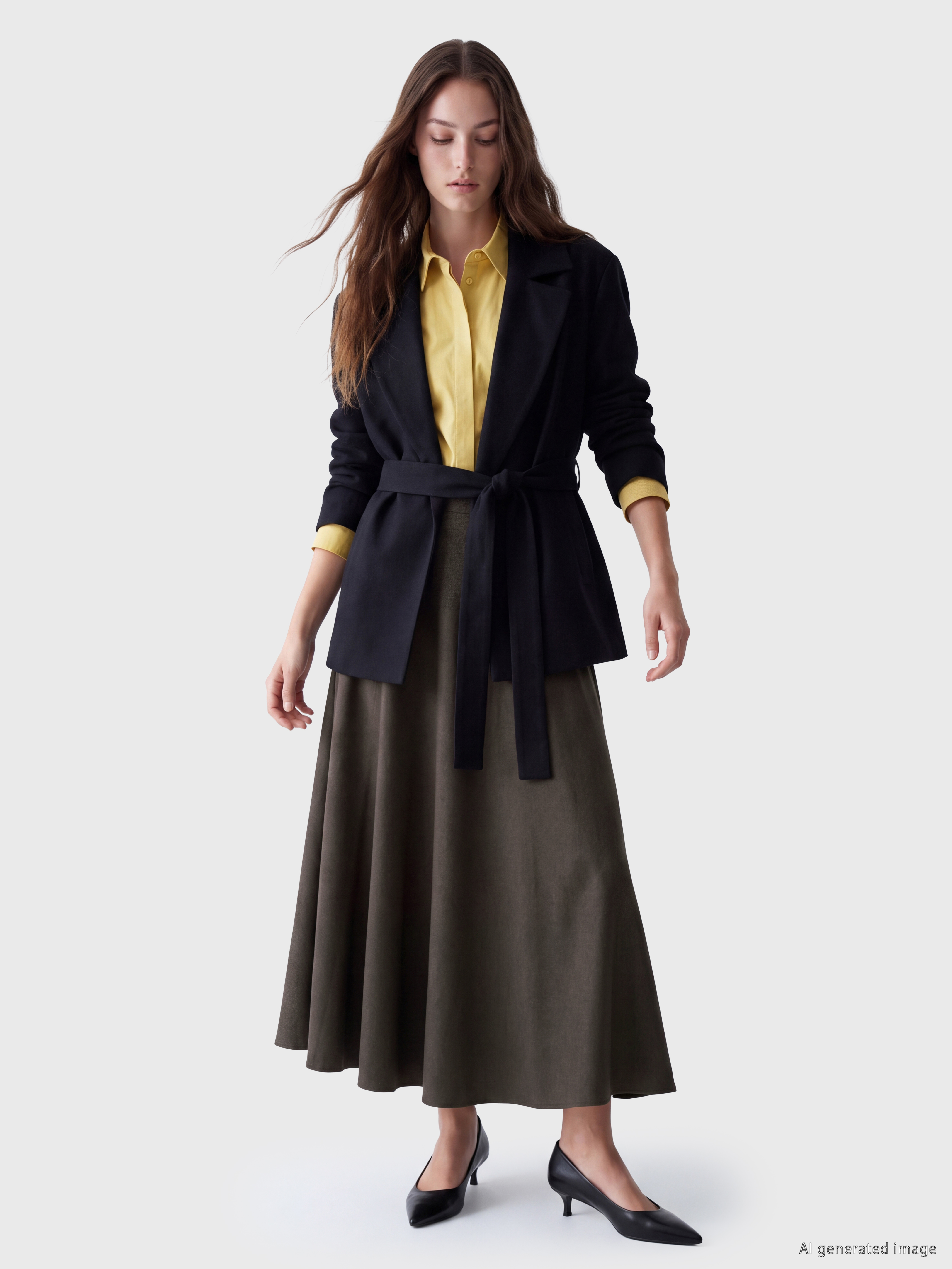 LCW Modest Beli Fermuarlı Ekose Kloş Etek
