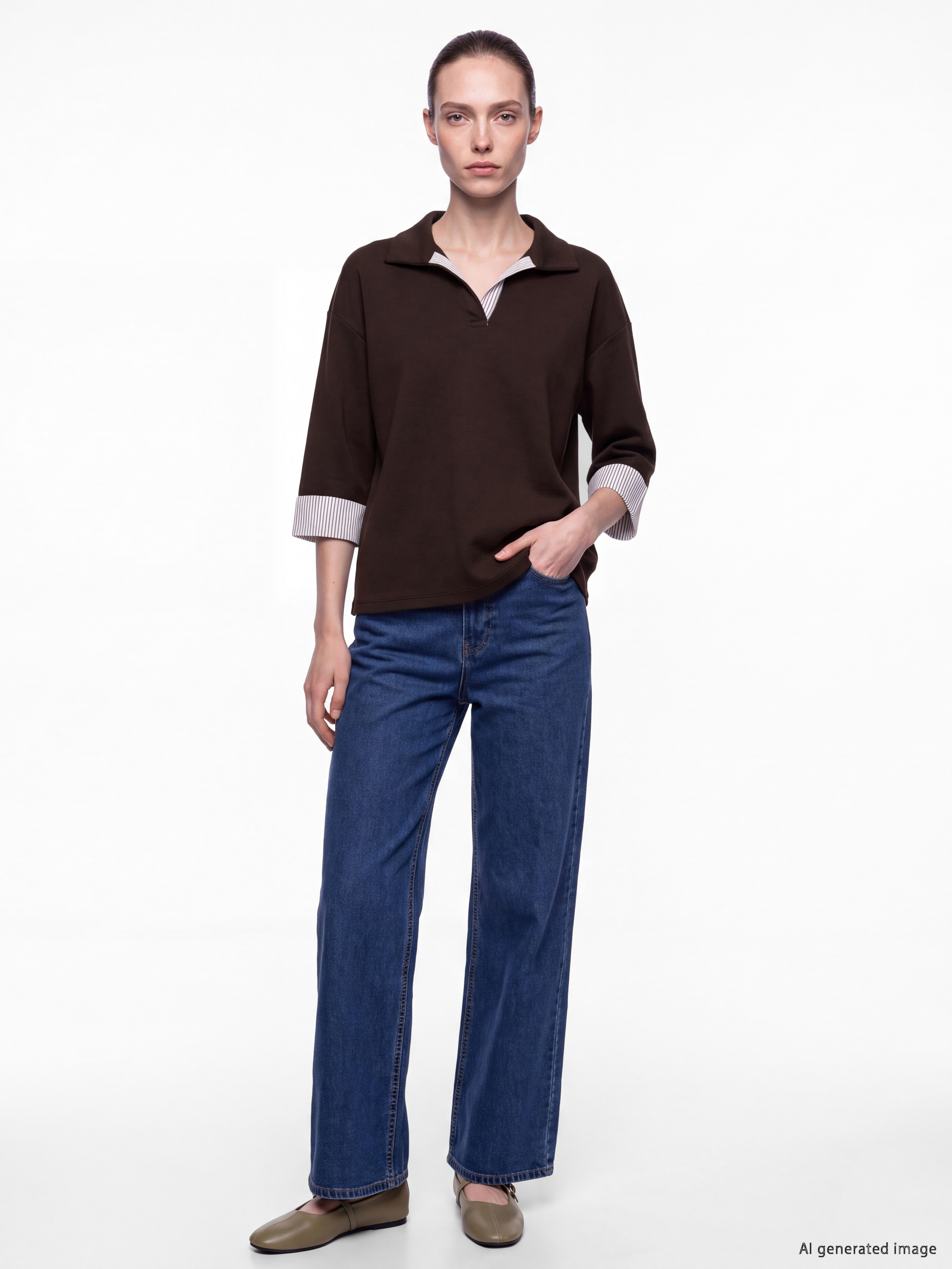 LCW Comfort Çizgili Soft Touch Kadın Sweatshirt görsel 2