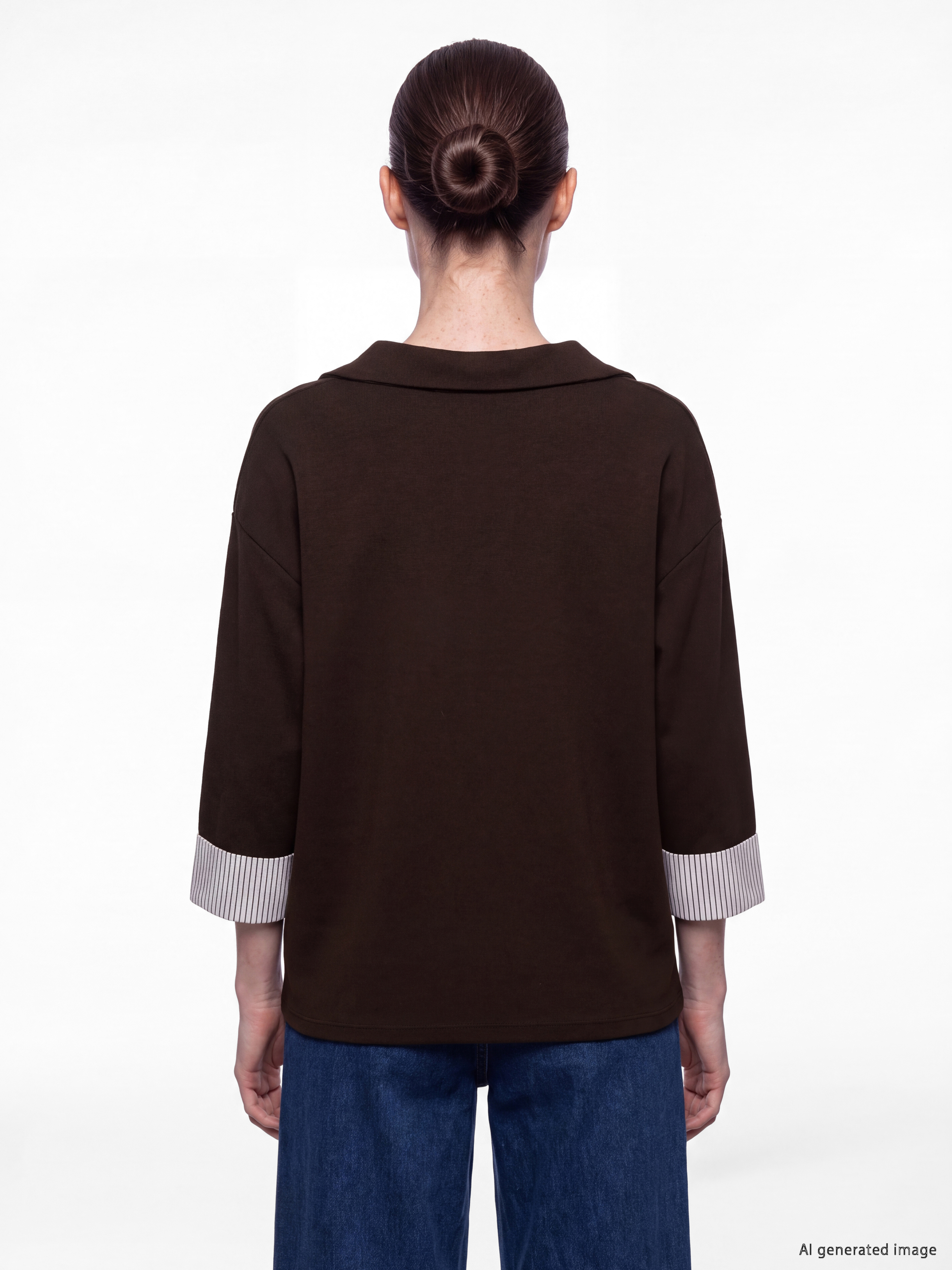 LCW Comfort Çizgili Soft Touch Kadın Sweatshirt görsel 4