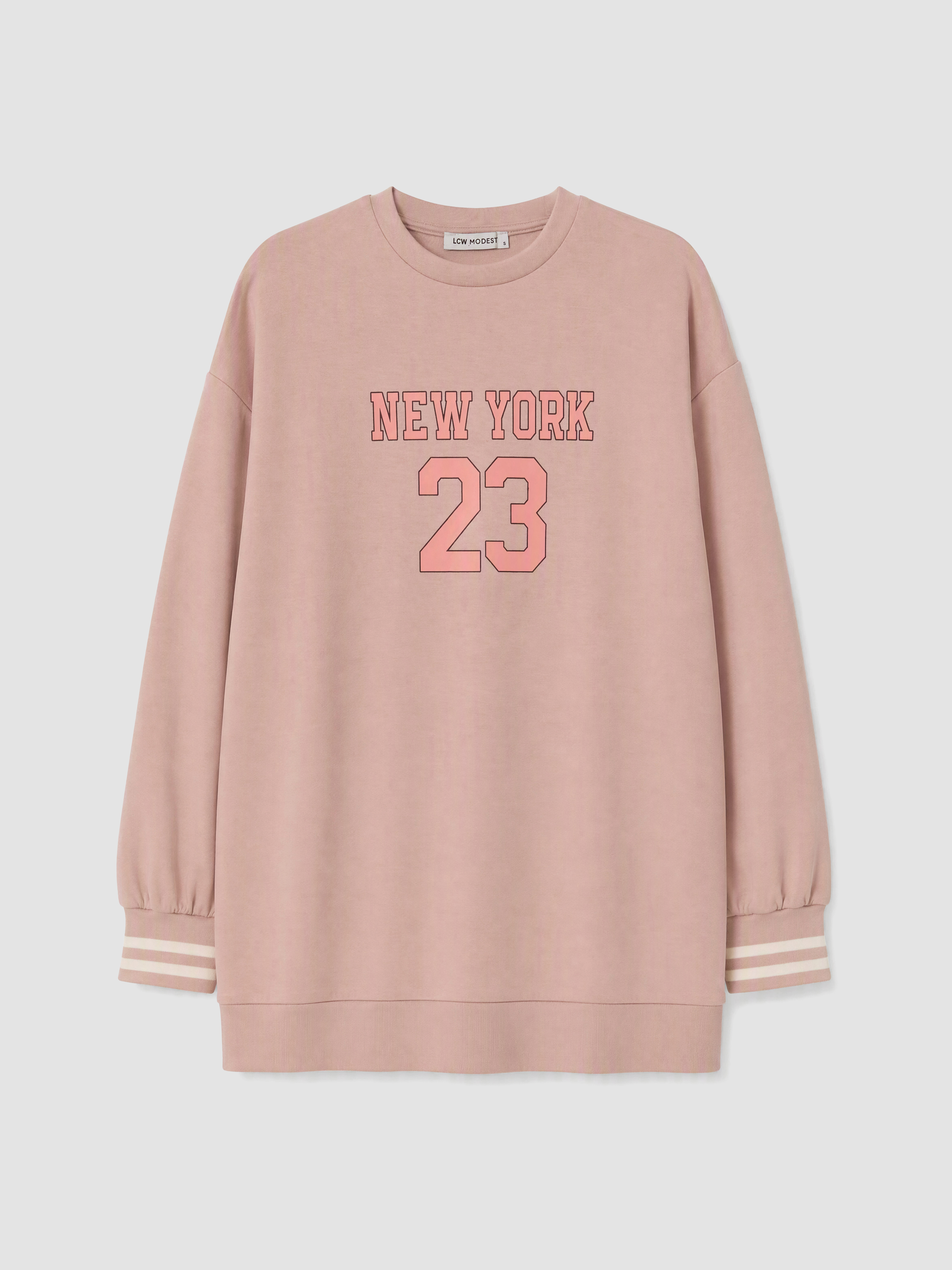 LCW Modest NYC Baskılı Soft Touch Kadın Sweatshirt Tunik