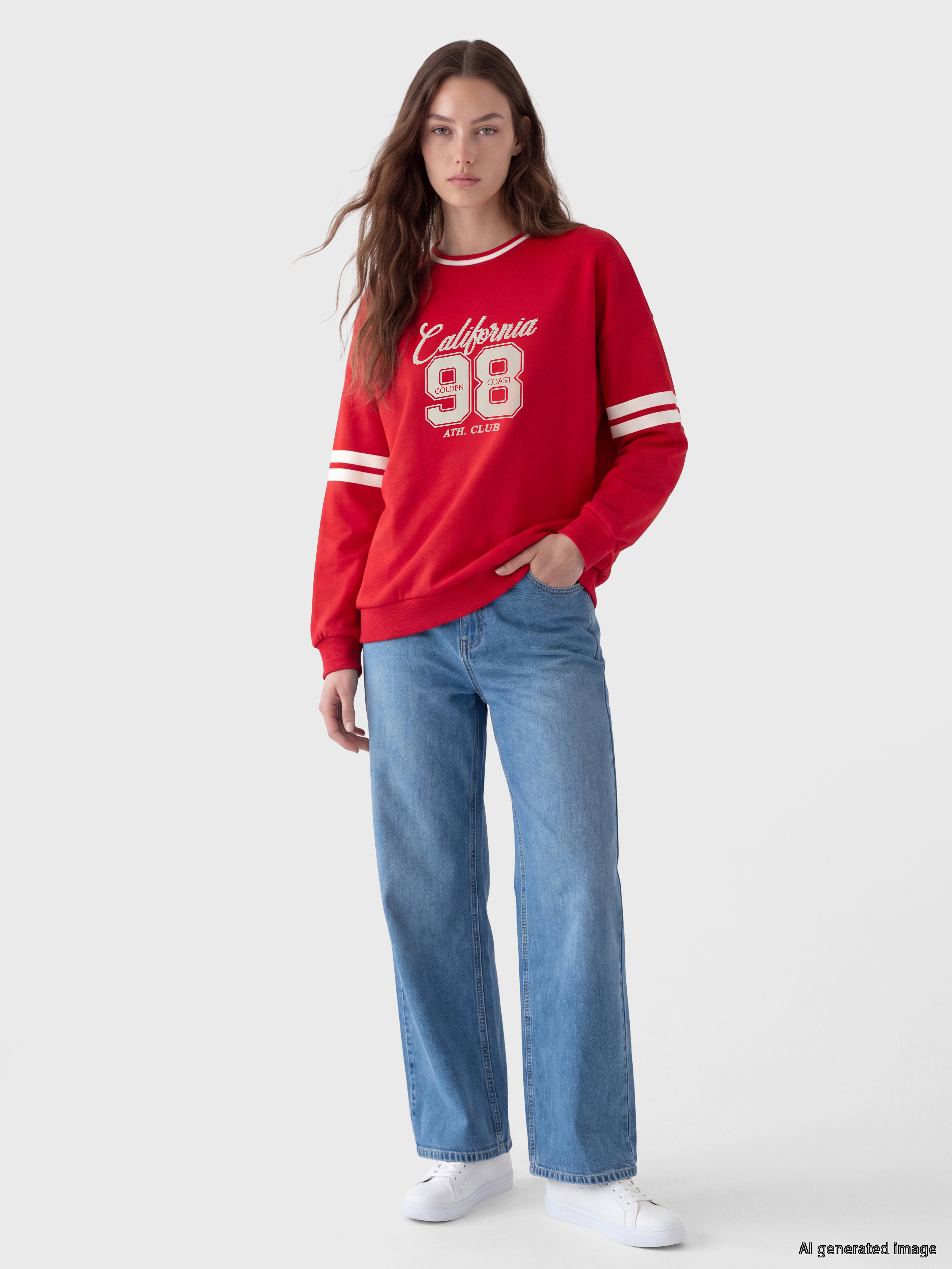 LCW Modest Baskılı Kadın Sweatshirt Tunik görsel 2