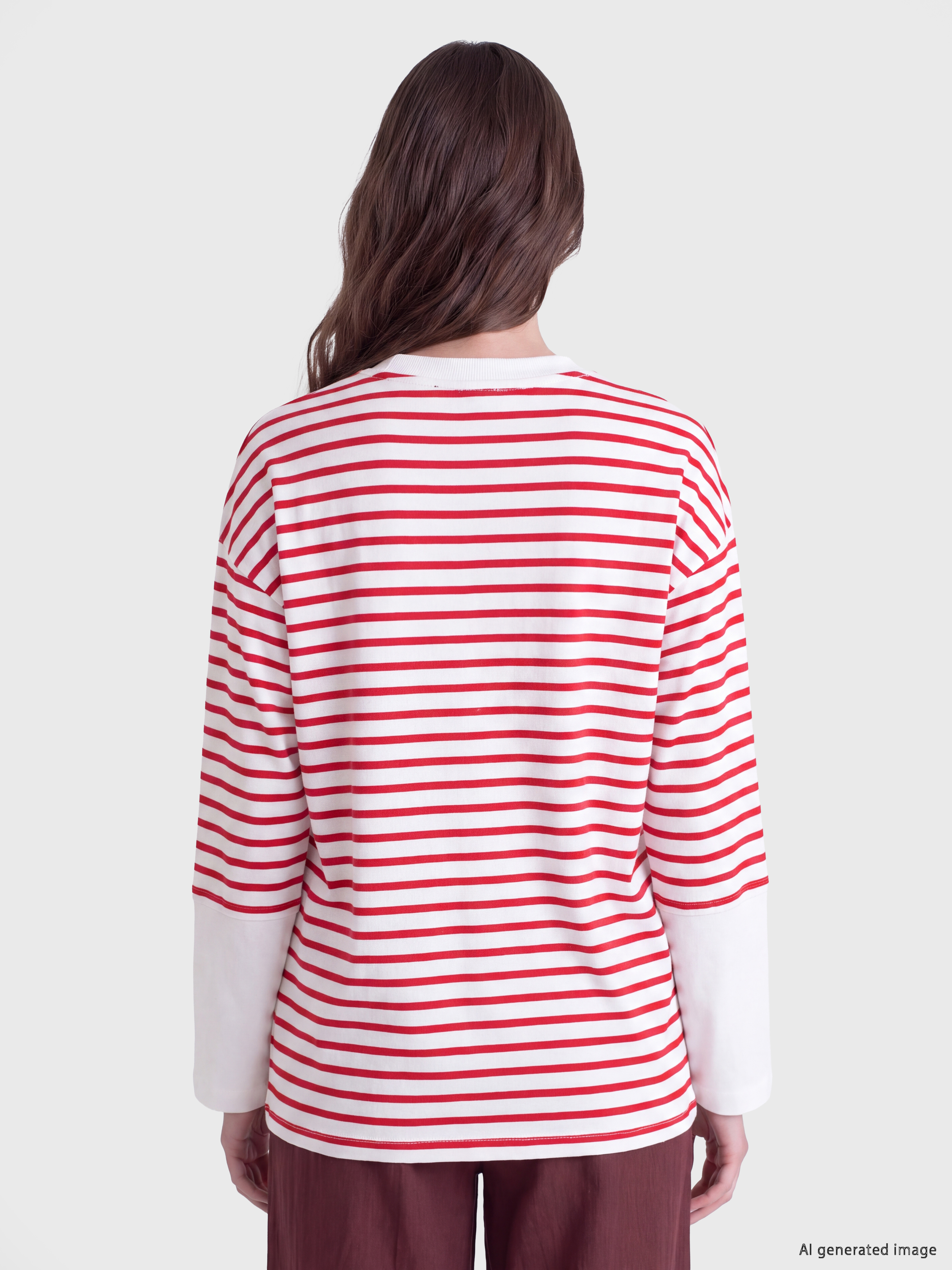 LCW Modest Bisiklet Yaka Çizgili Kadın Tunik görsel 4