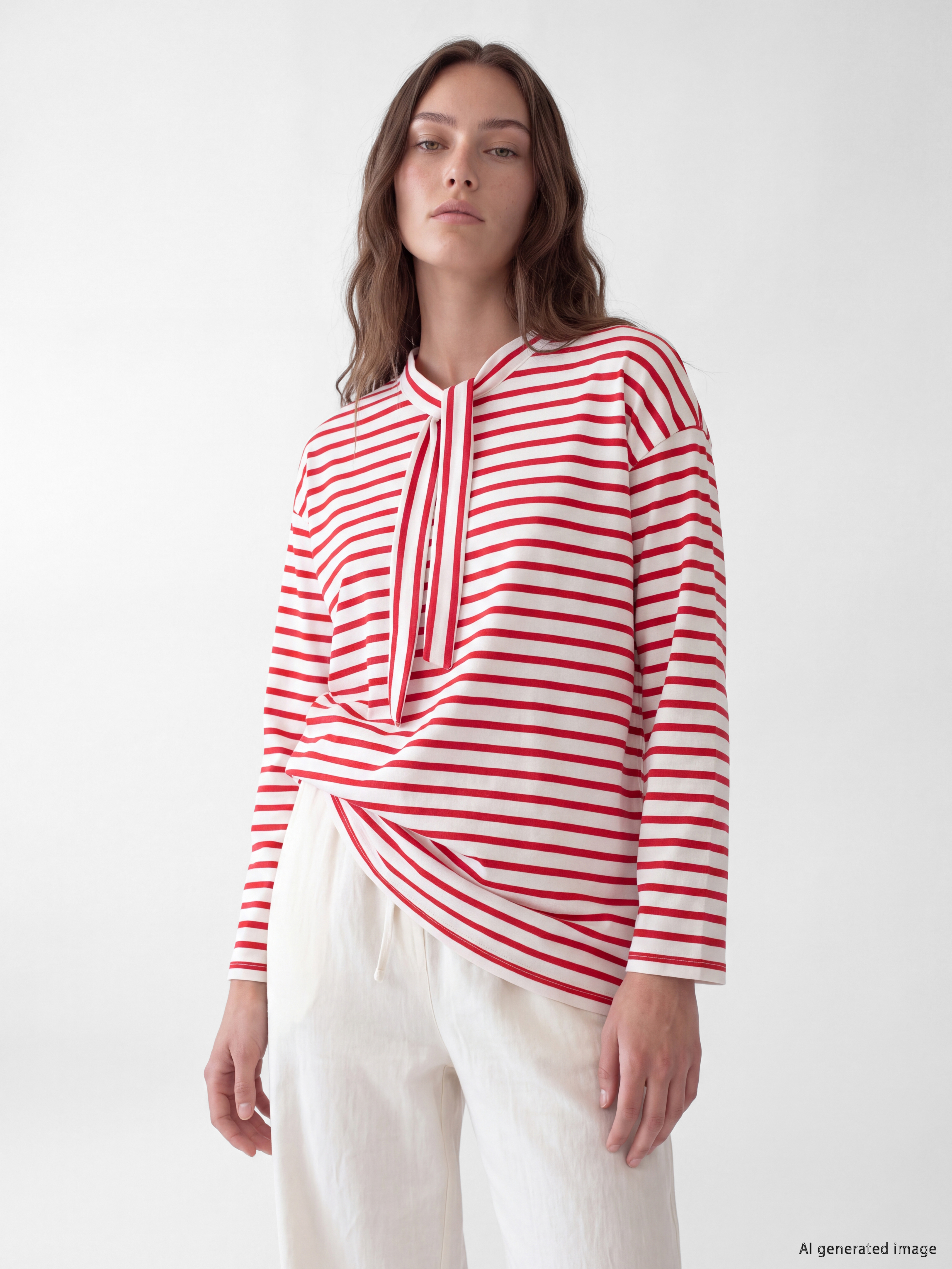 LCW Modest Çizgili Oversize Kadın Sweatshirt Tunik
