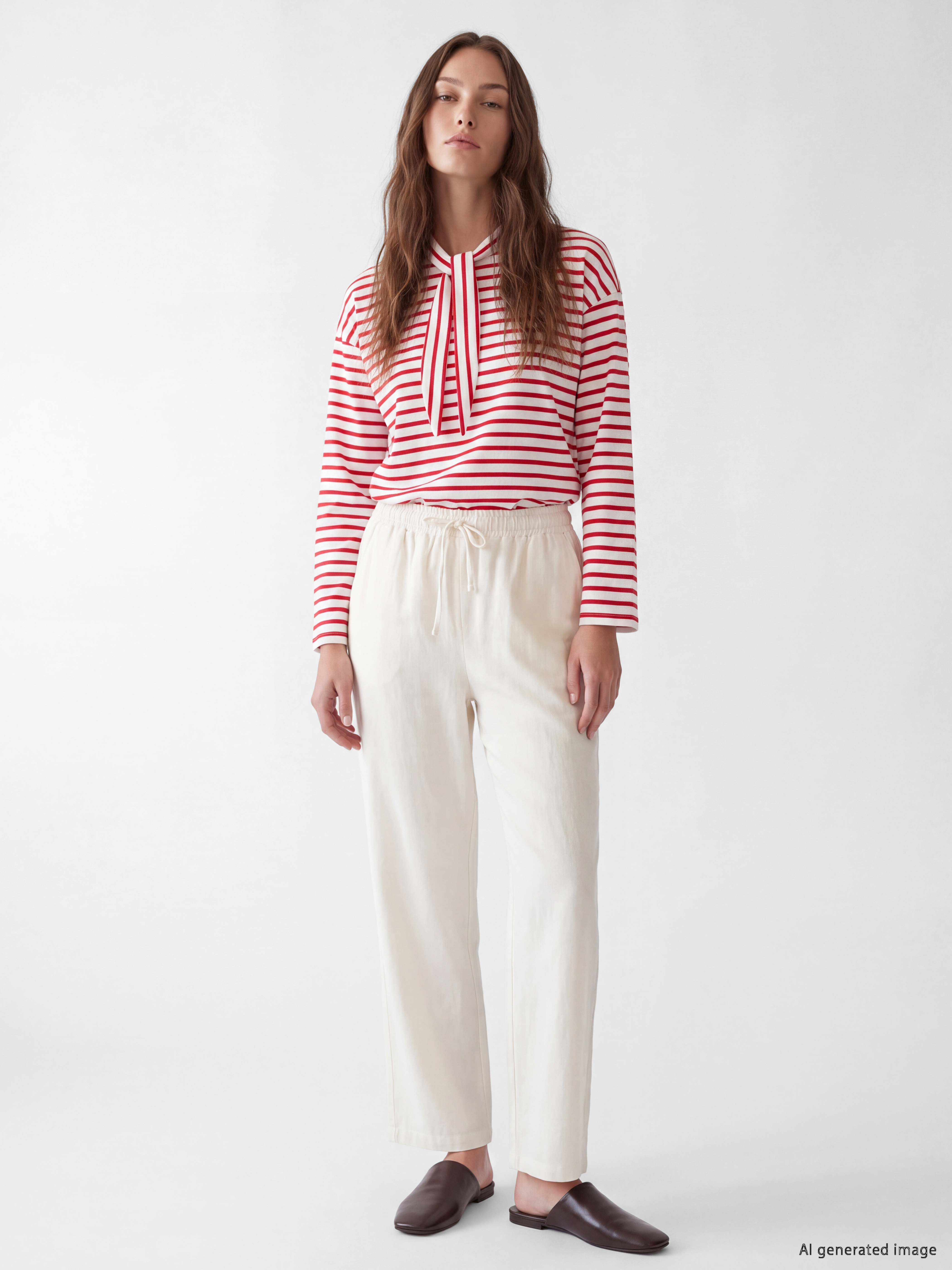 LCW Modest Çizgili Oversize Kadın Sweatshirt Tunik görsel 2