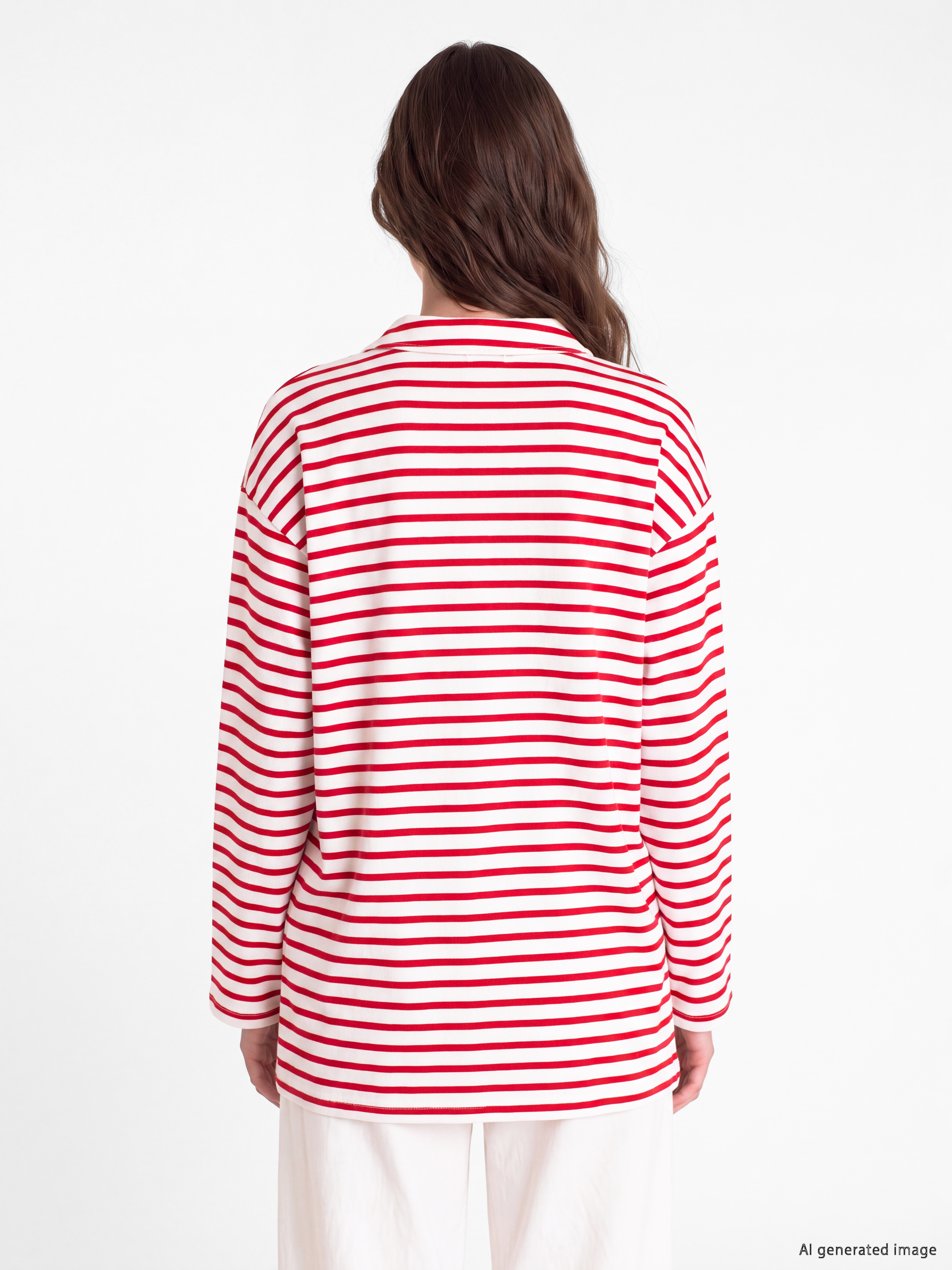 LCW Modest Çizgili Oversize Kadın Sweatshirt Tunik görsel 4